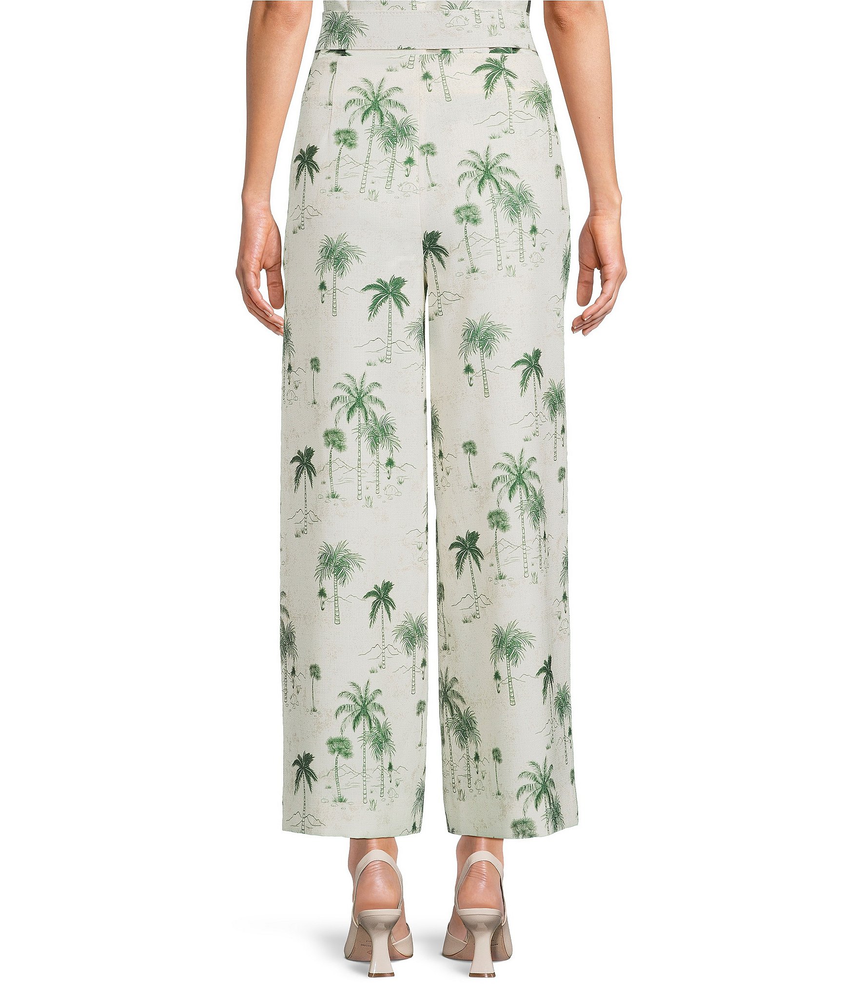 Preston & York Cassia Printed Stretch Linen Wide Leg Pants