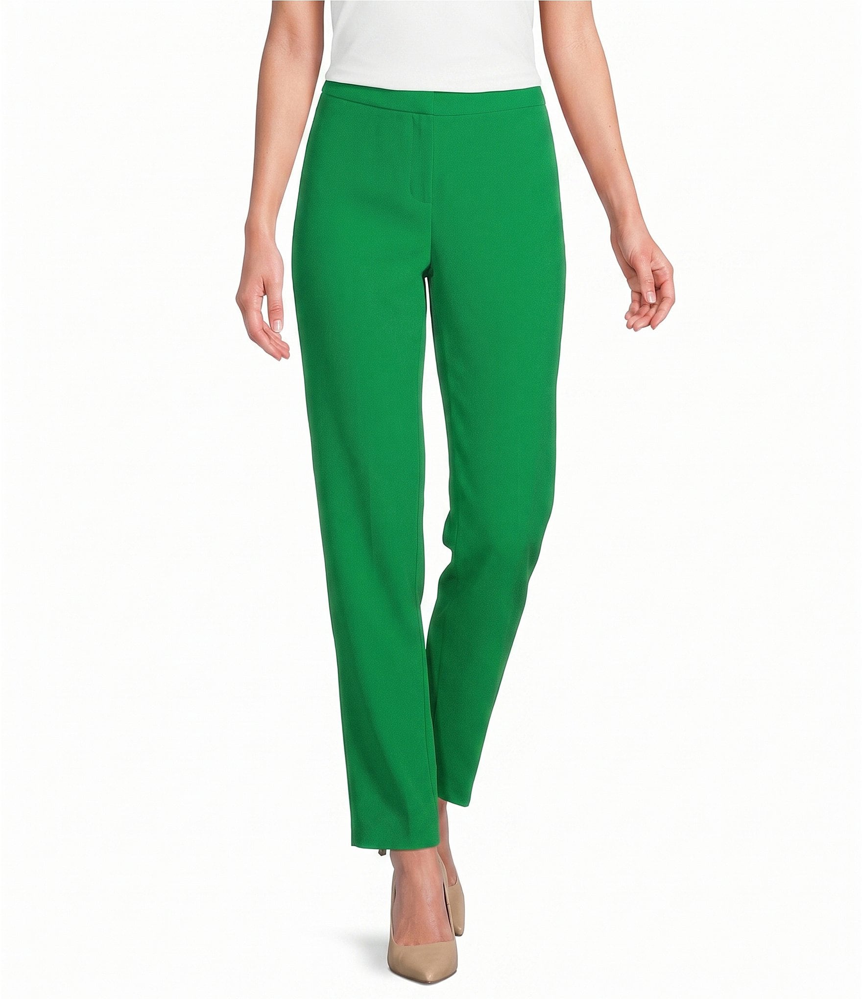 ladies green dress pants Ryrjj Womens Stretch Dress Pants Casual Slacks Pants with Pockets Flared Straight Leg Bootcut Trousers for Office Work Business(Green,M), Women's,