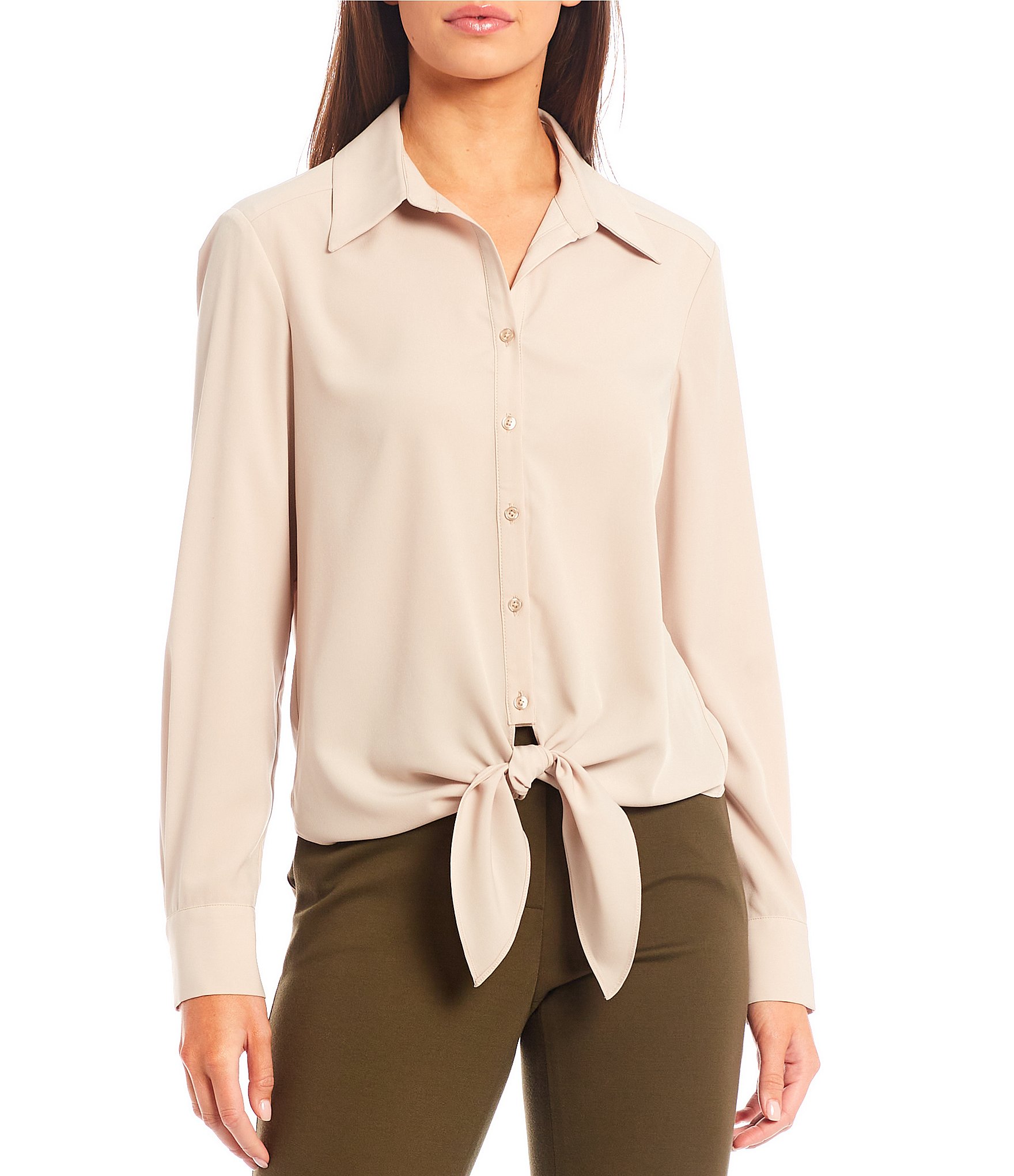 Theory Womens Essential Long Sleeves Office Button-Down Top