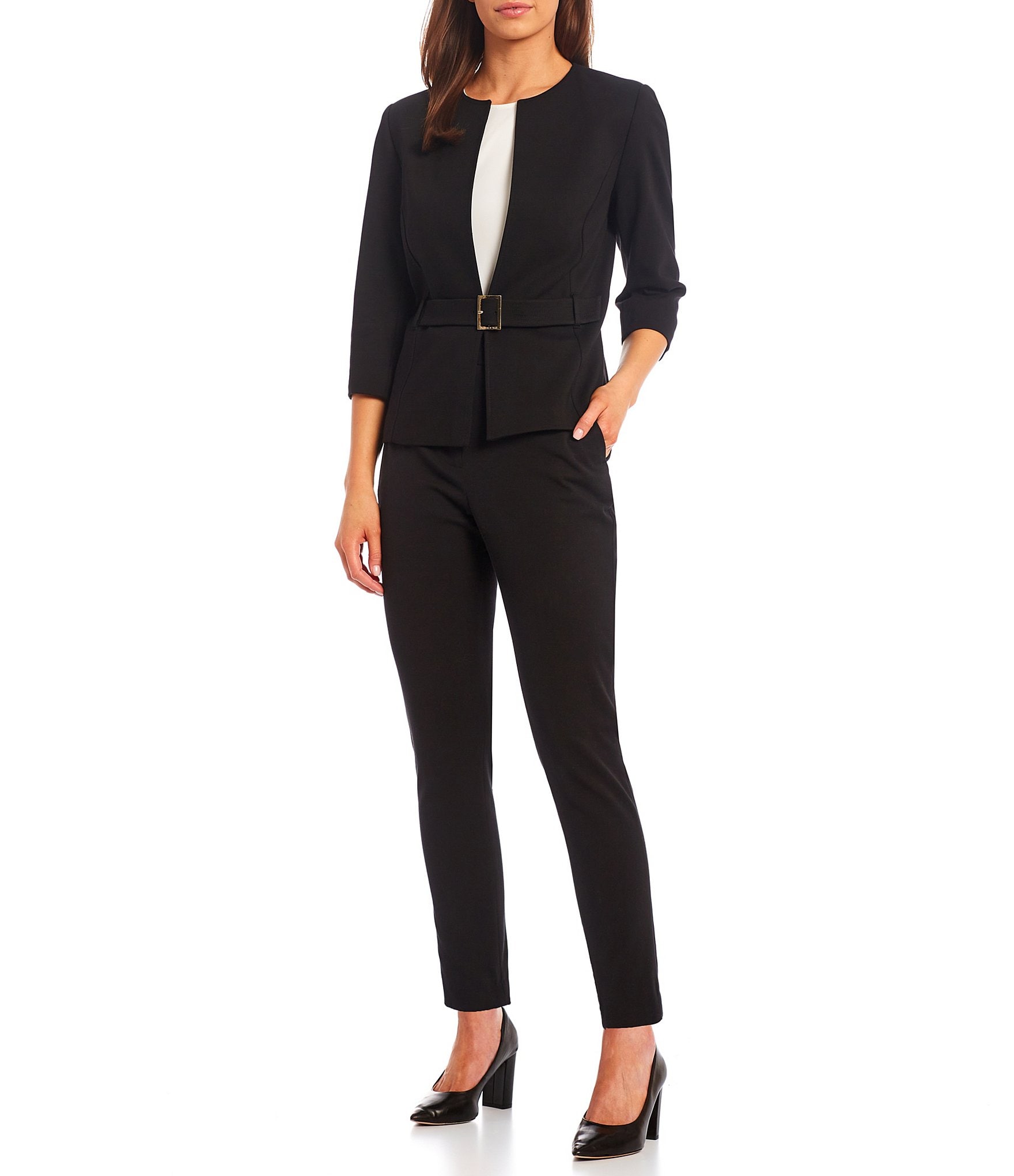 dillards womens black suits