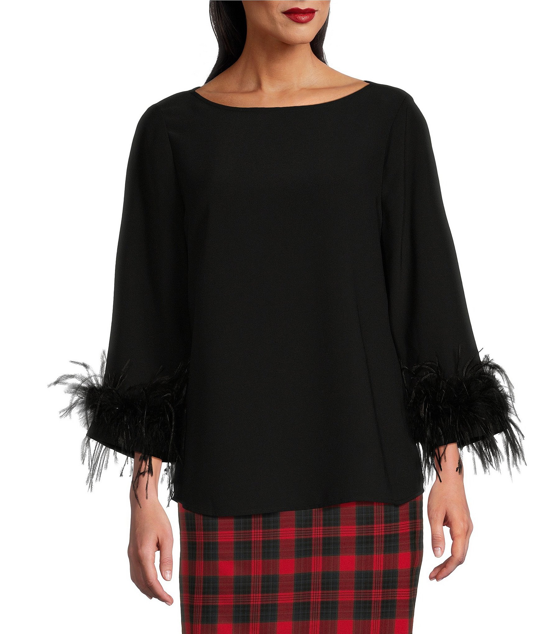 Preston & York Paula Woven Crepe De Chine Boat Neck Long