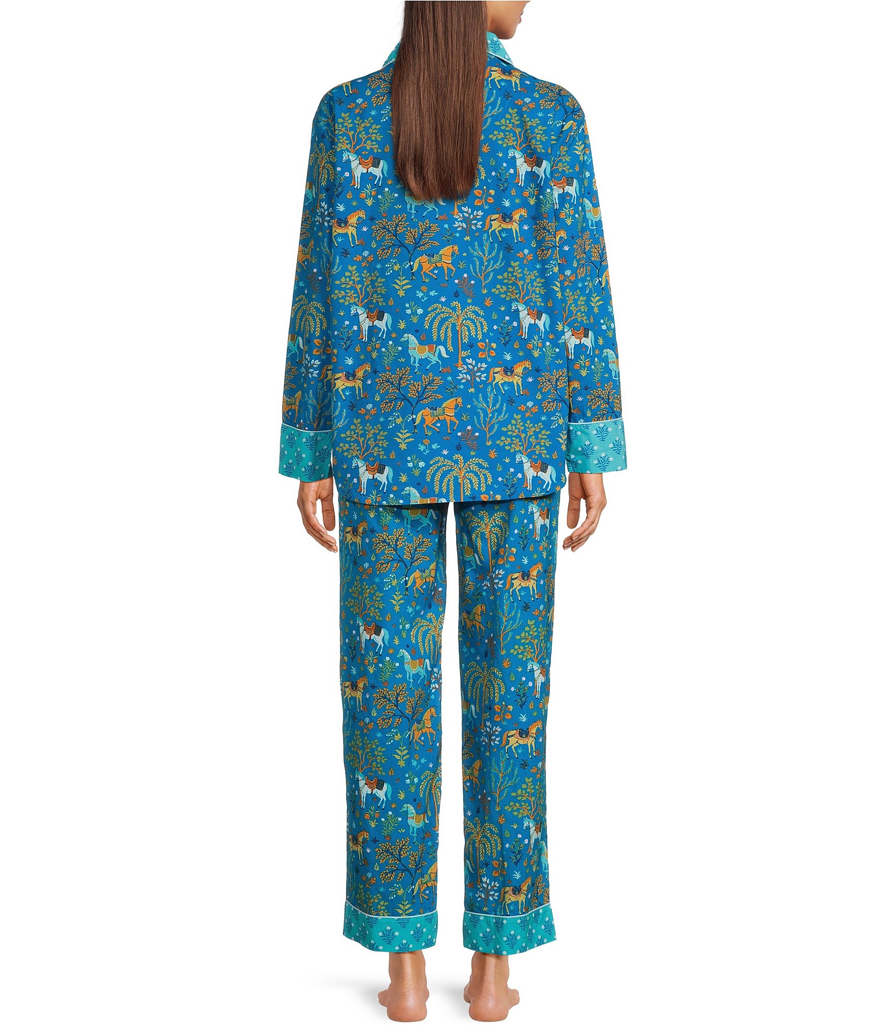 Printfresh Woven Show Pony Long Sleeve Notch Collar Pajama Set