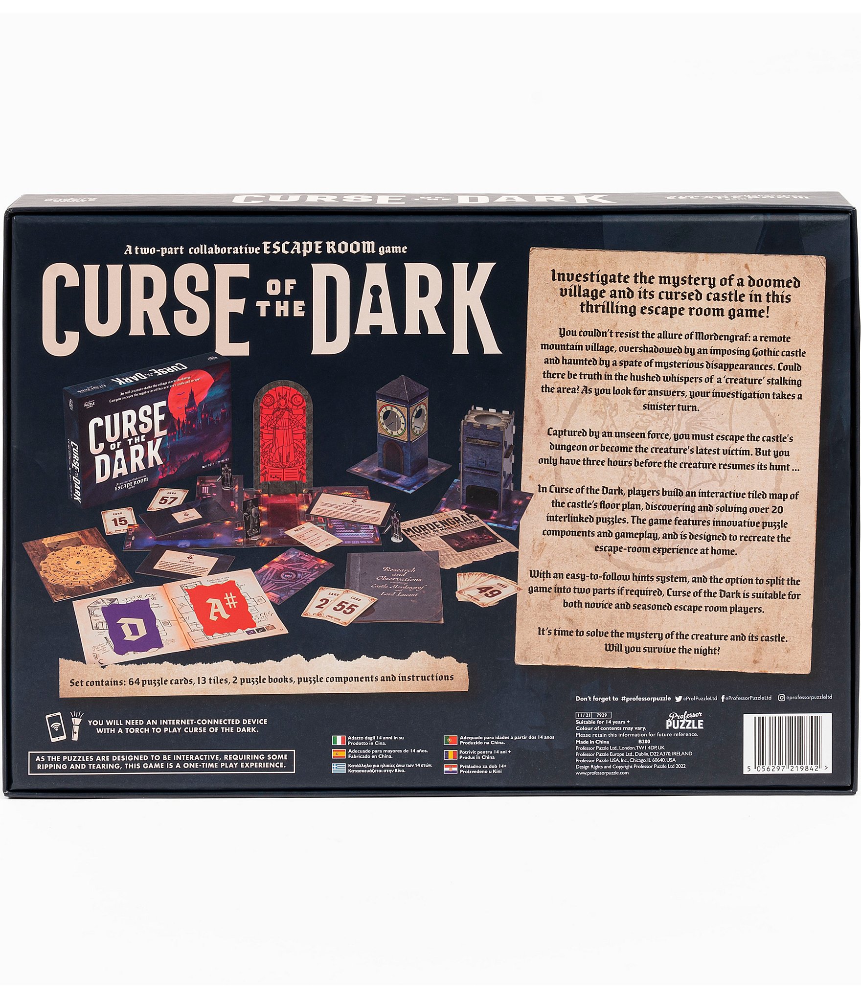 Professor Puzzle Curse of the Dark Escape Room Board Game