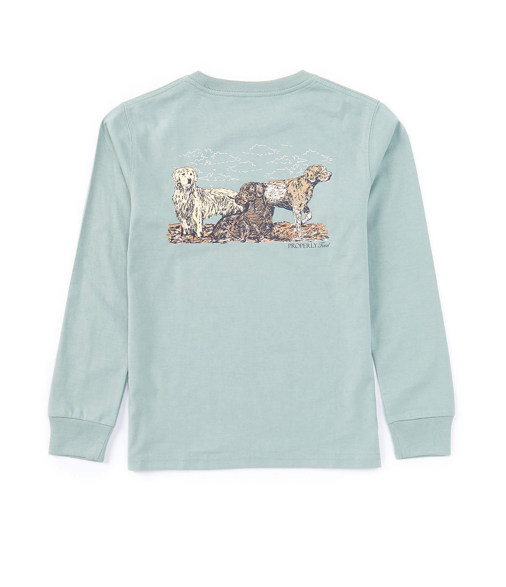 Properly Tied Little Boys 2T-7 Long Sleeve Hunting Dogs Graphic T-Shirt