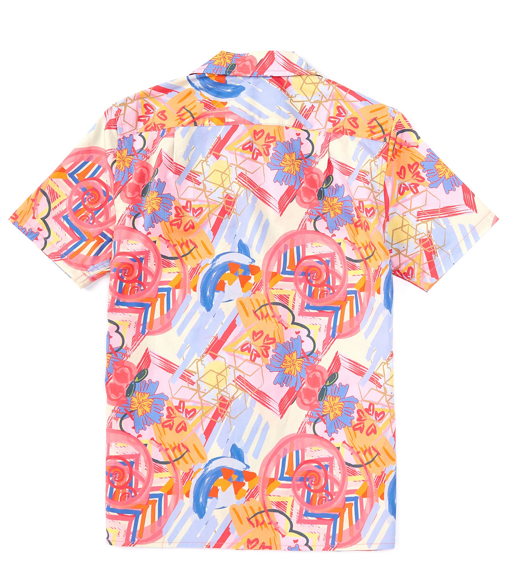 Psycho Bunny Big Boys 7-20 Short Sleeve Benton Printed Button-Up Shirt