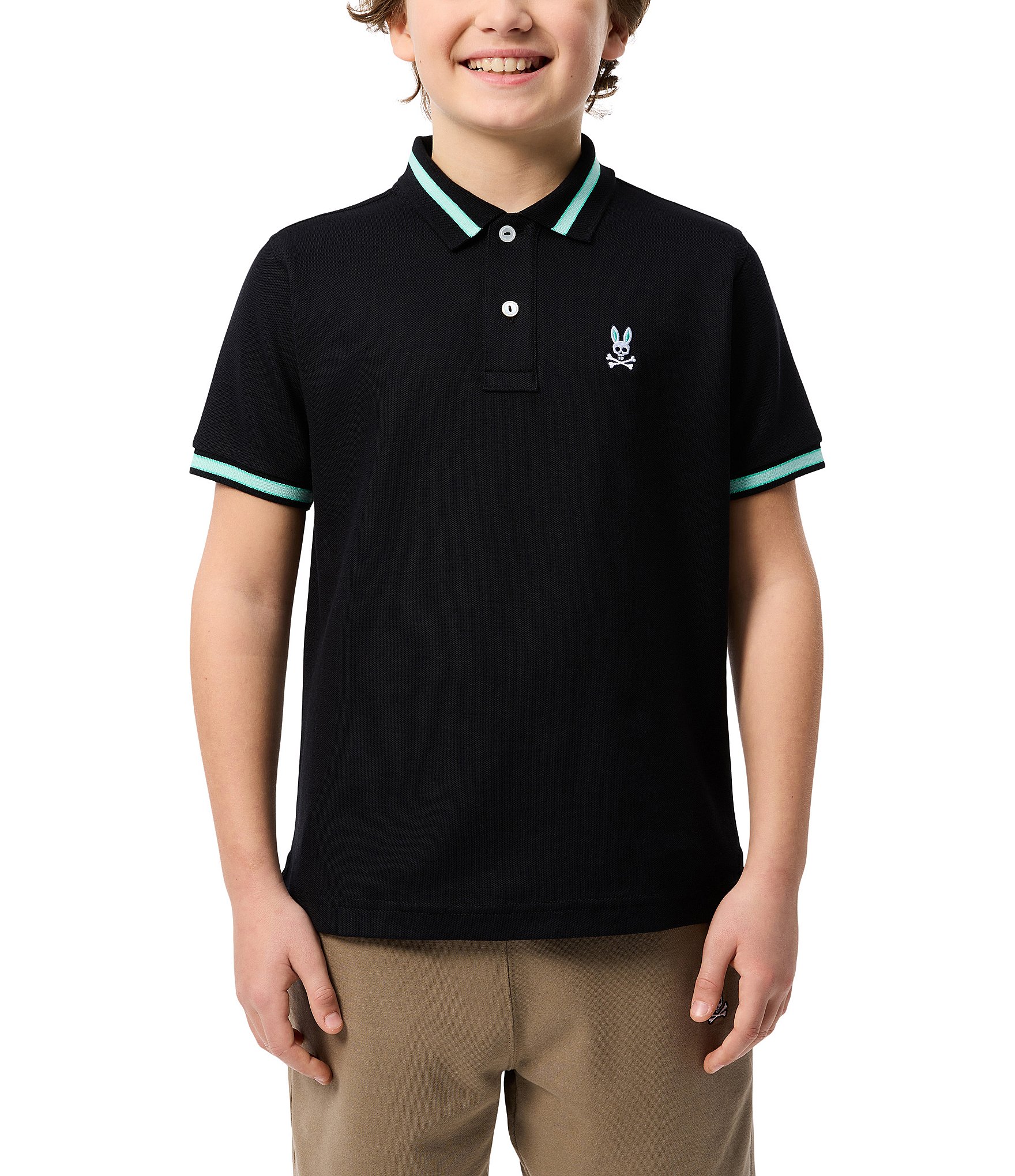 Psycho Bunny Big Boys 7-20 Short Sleeve Irving Pique Polo Shirt