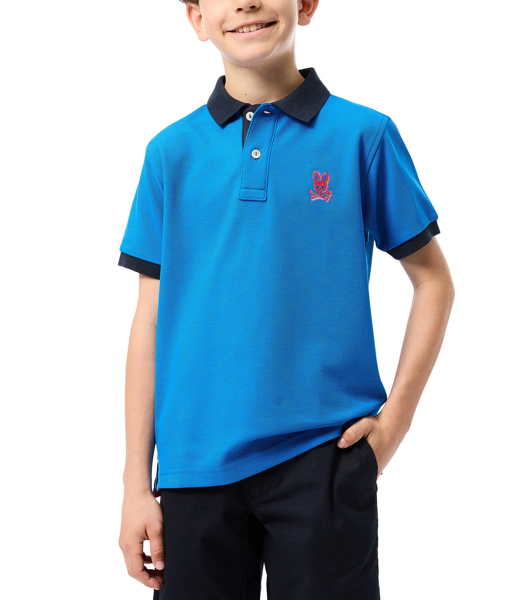 Psycho Bunny Big Boys 7-20 Short Sleeve Sanderson Pique Polo Shirt