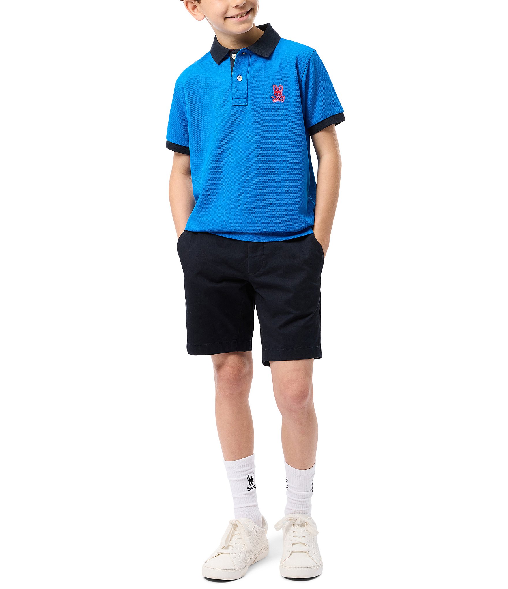 Psycho Bunny Big Boys 7-20 Short Sleeve Sanderson Pique Polo Shirt