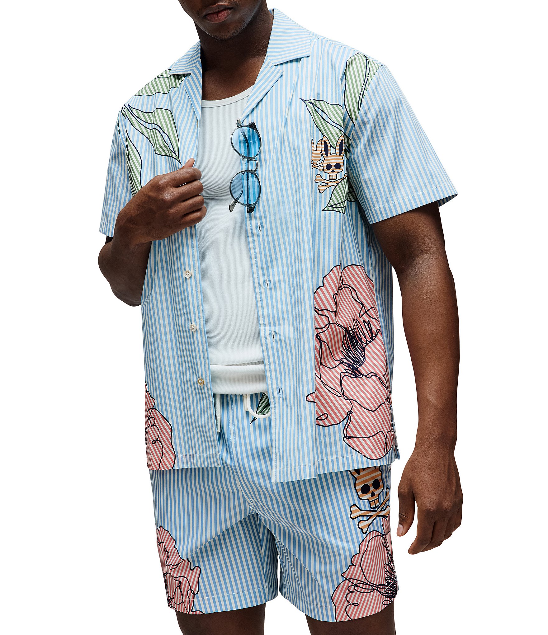 Psycho Bunny Blair Poplin Short Sleeve Woven Camp Shirt