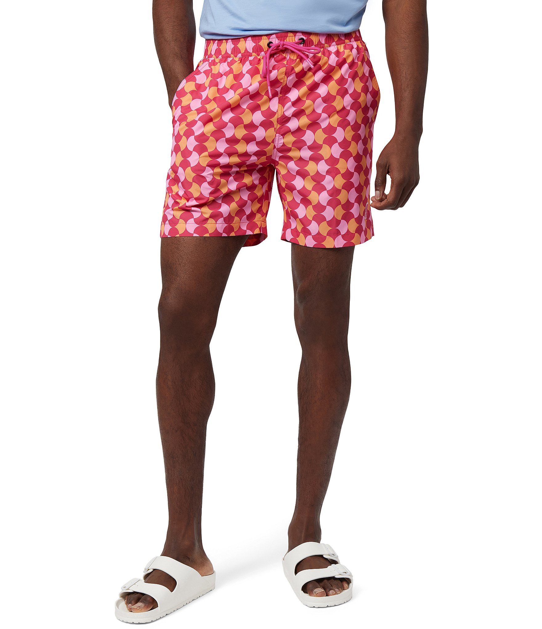 Psycho Bunny Colchester Lightweight Geometric Print 5.75#double; Inseam Swim Trunks