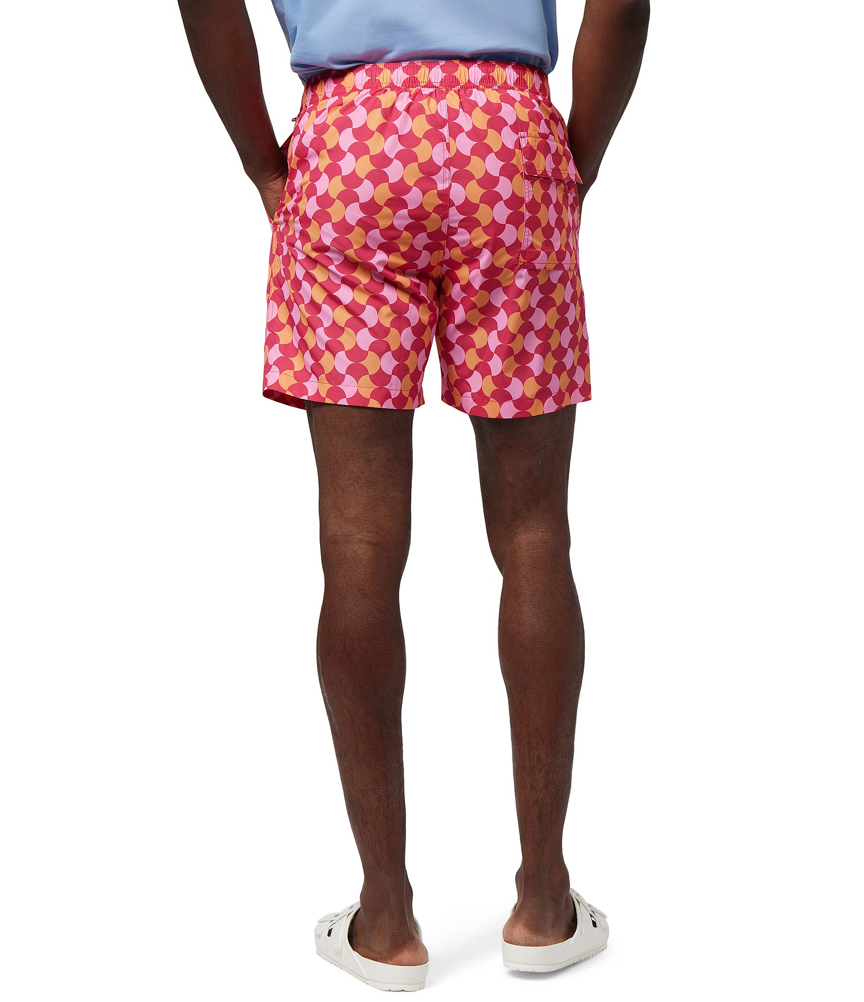 Psycho Bunny Colchester Lightweight Geometric Print 5.75#double; Inseam Swim Trunks