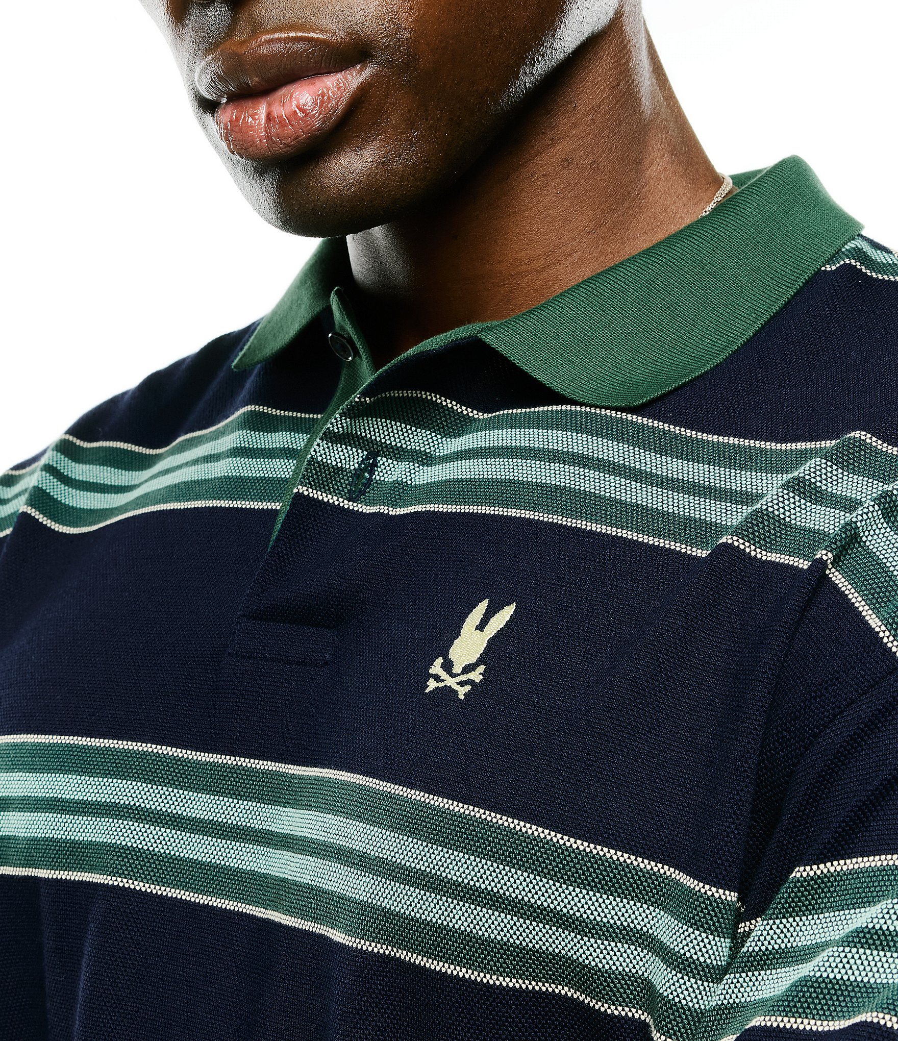 Psycho Bunny Drew Pique Stripe Long Sleeve Polo Shirt