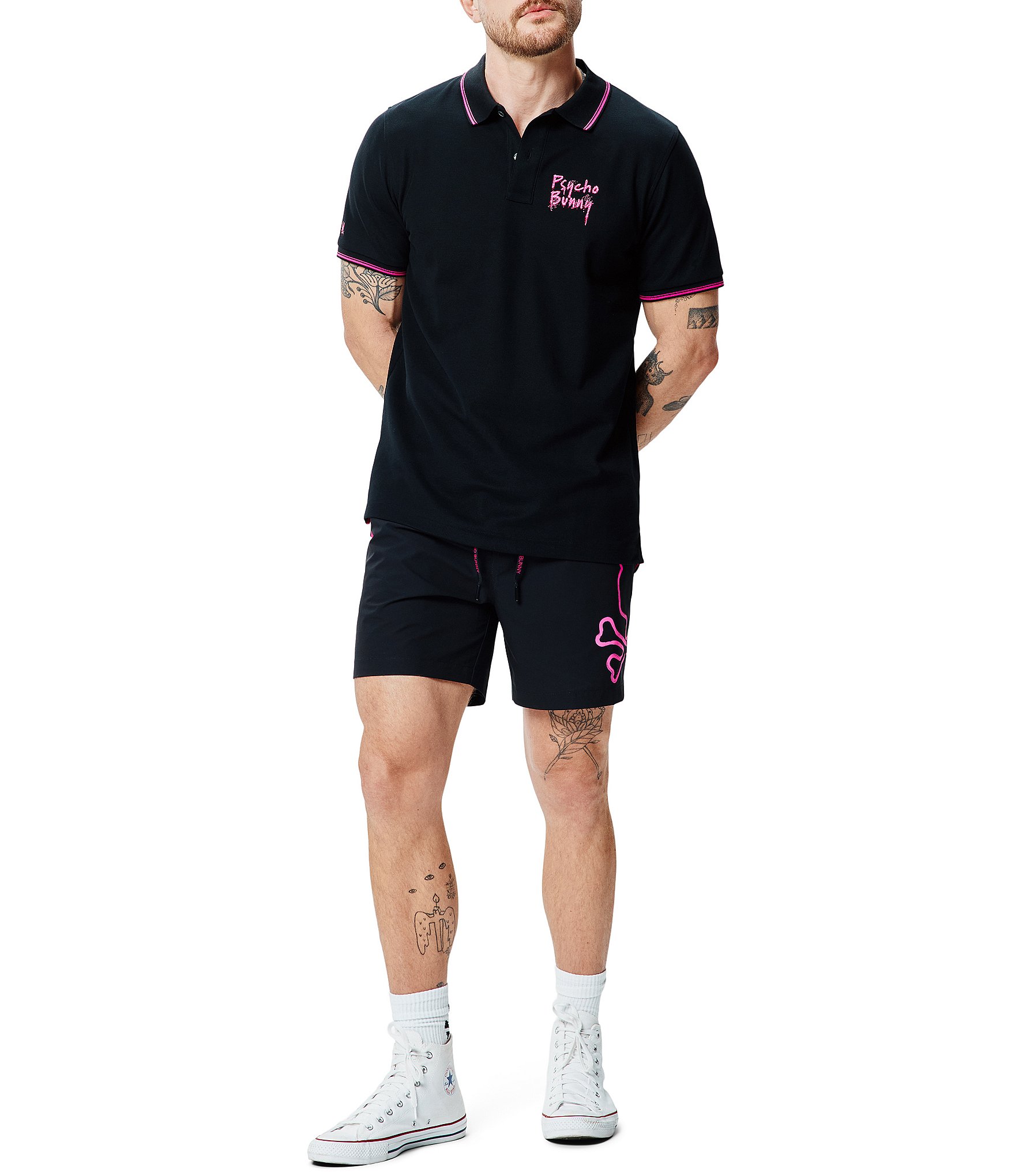 Psycho Bunny Duncan Short Sleeve Pique Pima Cotton Polo Shirt