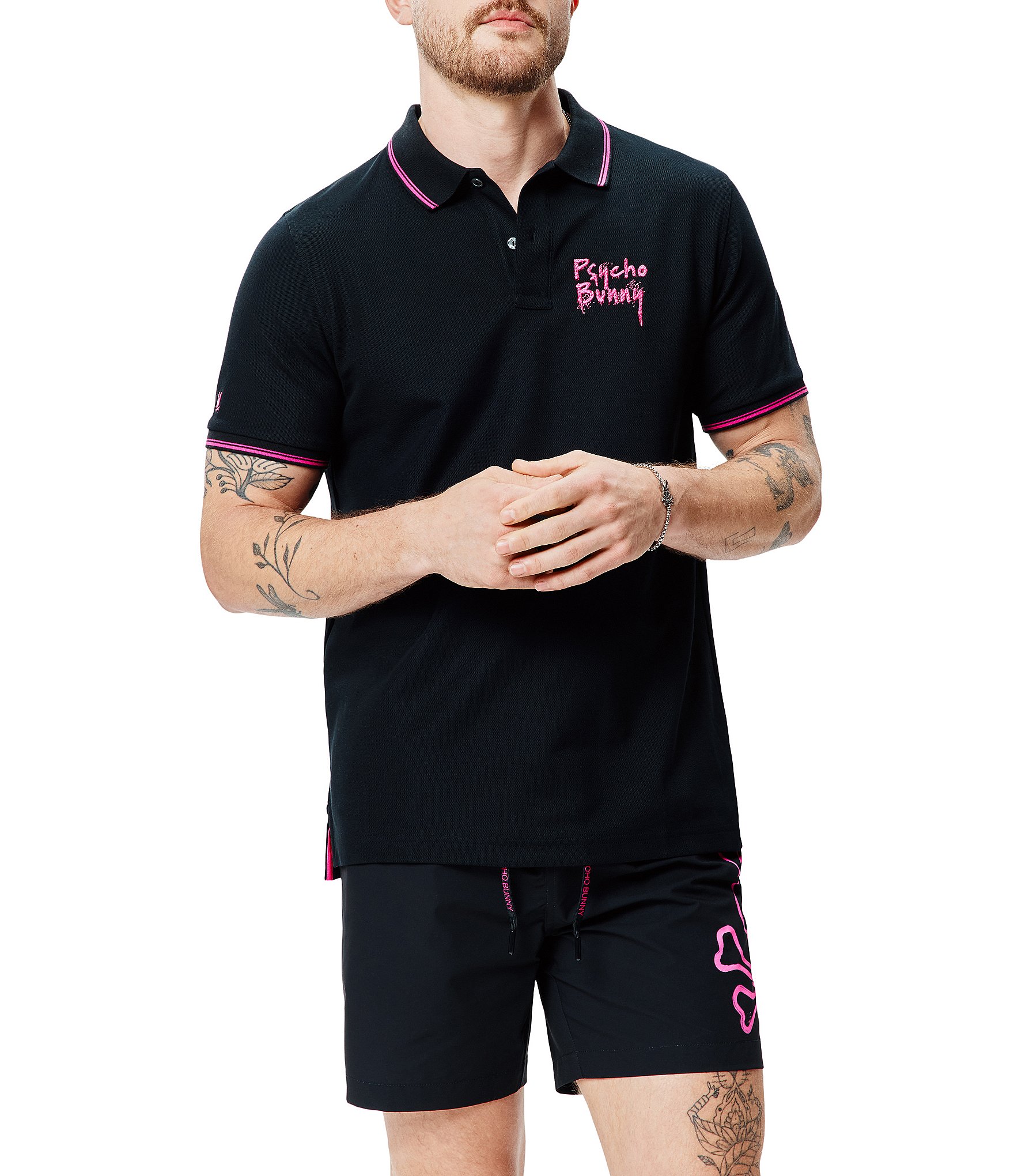 Psycho Bunny Duncan Short Sleeve Pique Pima Cotton Polo Shirt