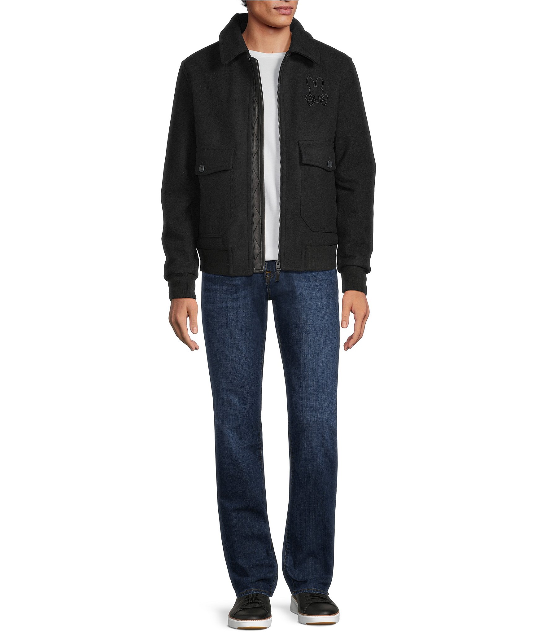 Psycho Bunny Gavin Solid Wool Bomber Jacket