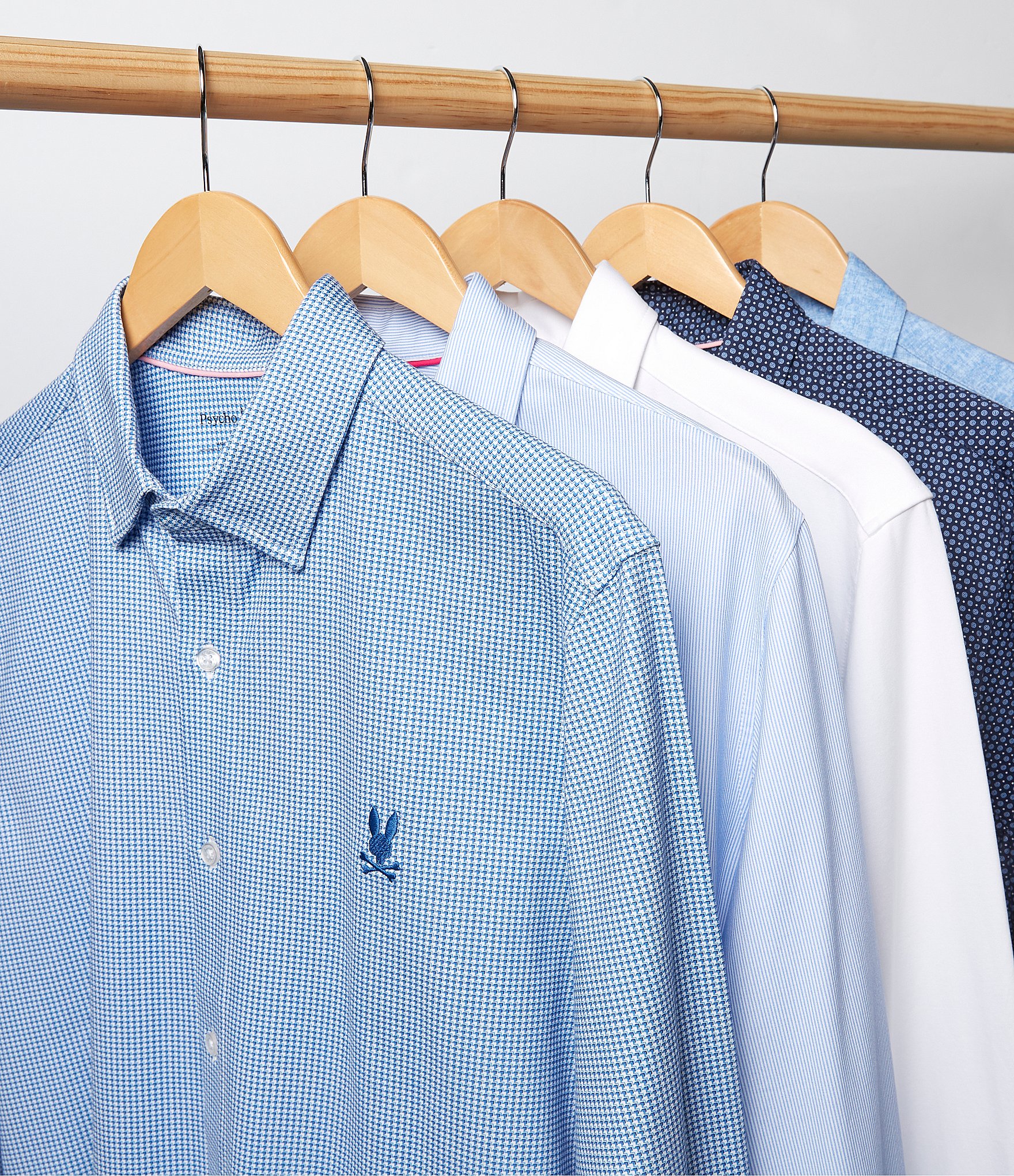 Psycho Bunny Jackson Classic Fit Stretch Knit Spread Collar Solid Dress Shirt