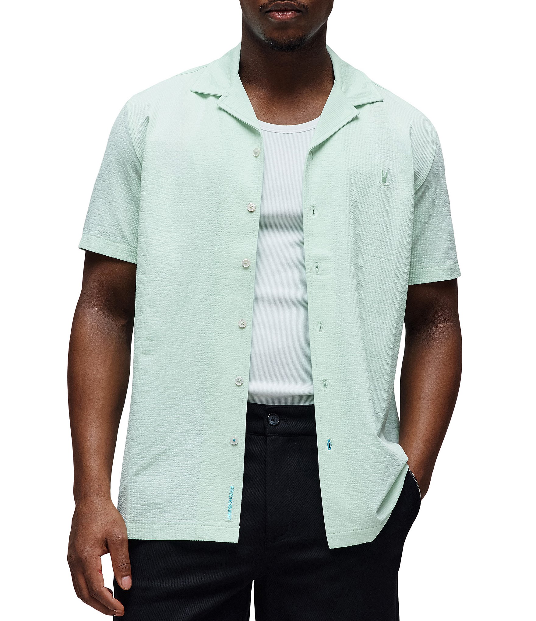 Psycho Bunny Jayme Seersucker Short Sleeve Woven Camp Shirt