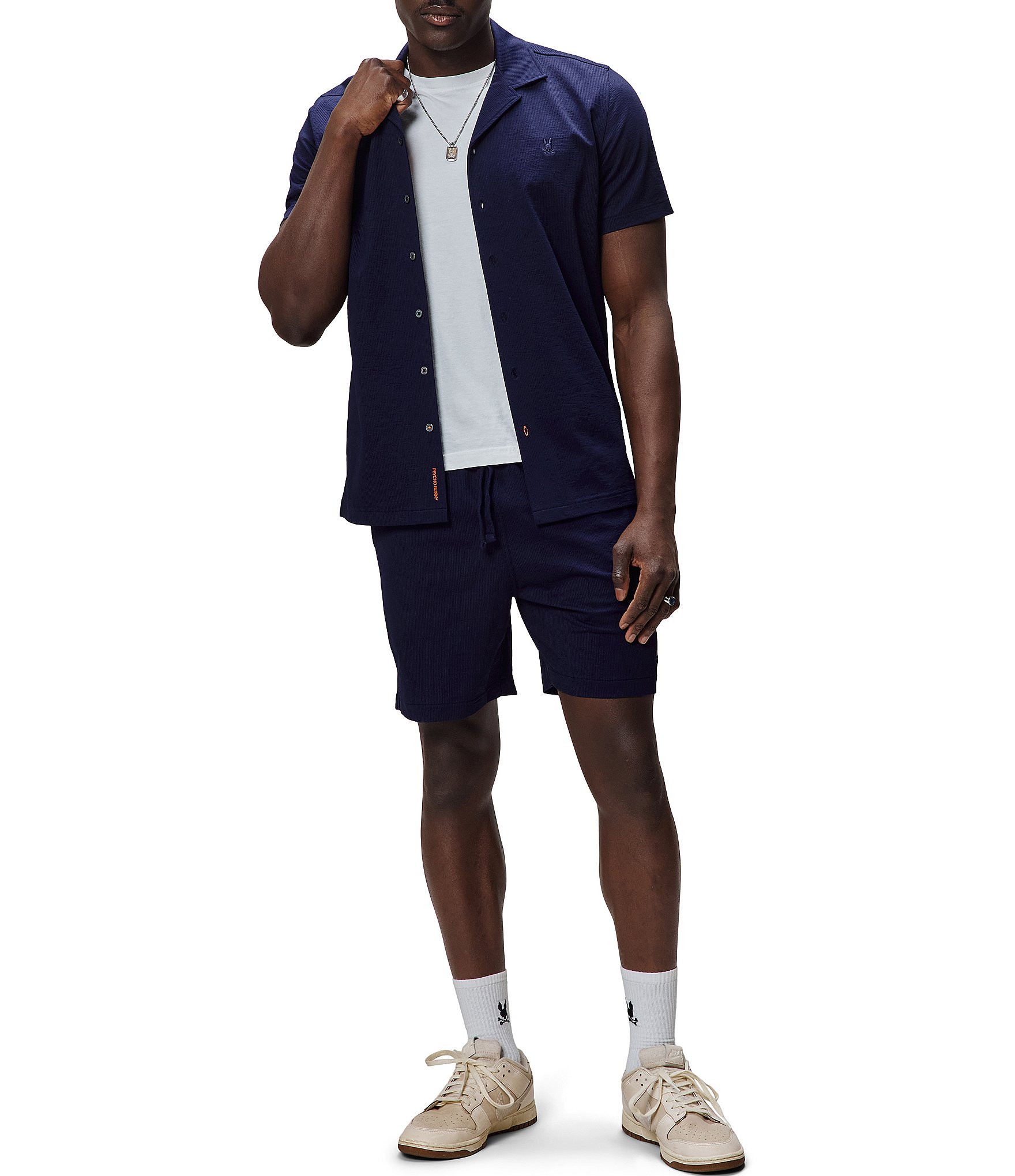 Psycho Bunny Jayme Seersucker Short Sleeve Woven Camp Shirt
