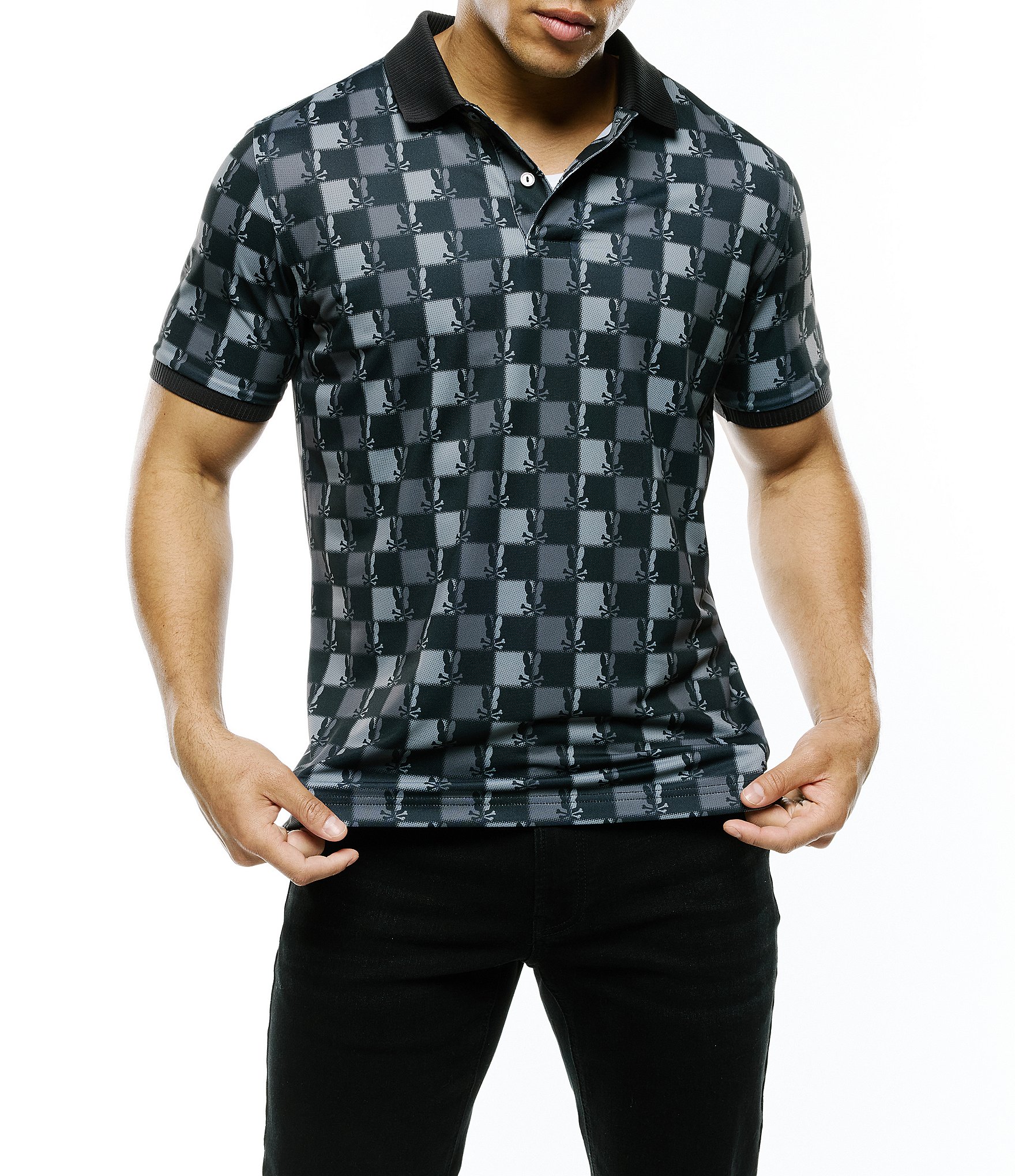 Psycho Bunny Knight Checkerboard Short Sleeve Polo Shirt