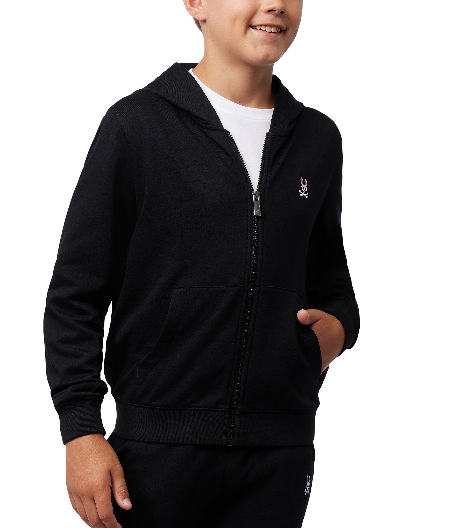 Psycho Bunny Little/Big Boys 5-20 Long Sleeve French Terry Hoodie Jacket