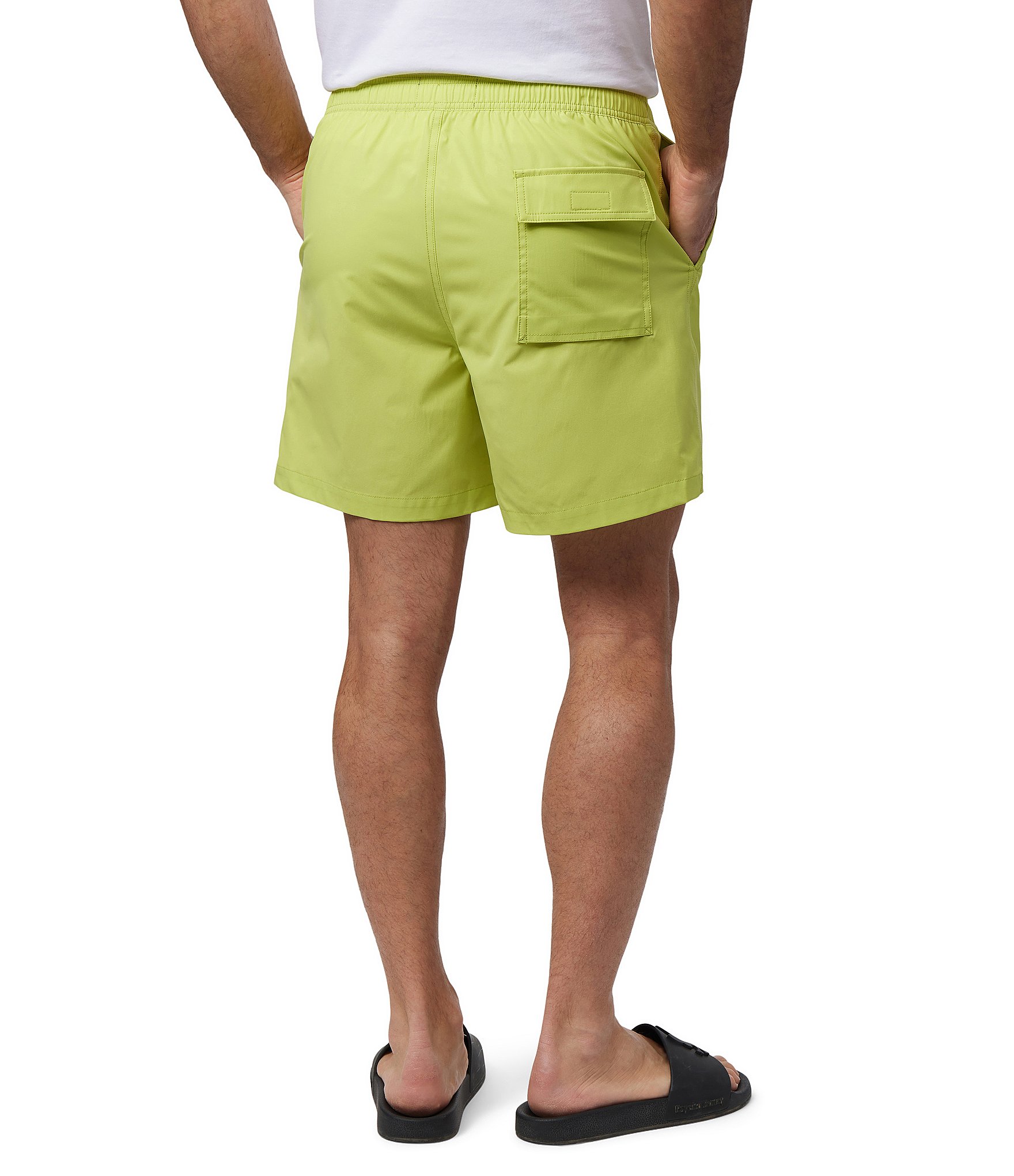 Psycho Bunny Malta Solid/Hydrochromic 5.75#double; Inseam Swim Trunks