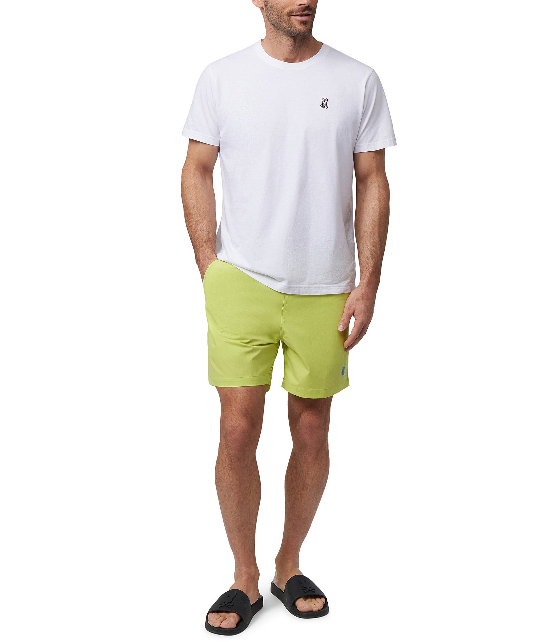 Psycho Bunny Malta Solid/Hydrochromic 5.75#double; Inseam Swim Trunks