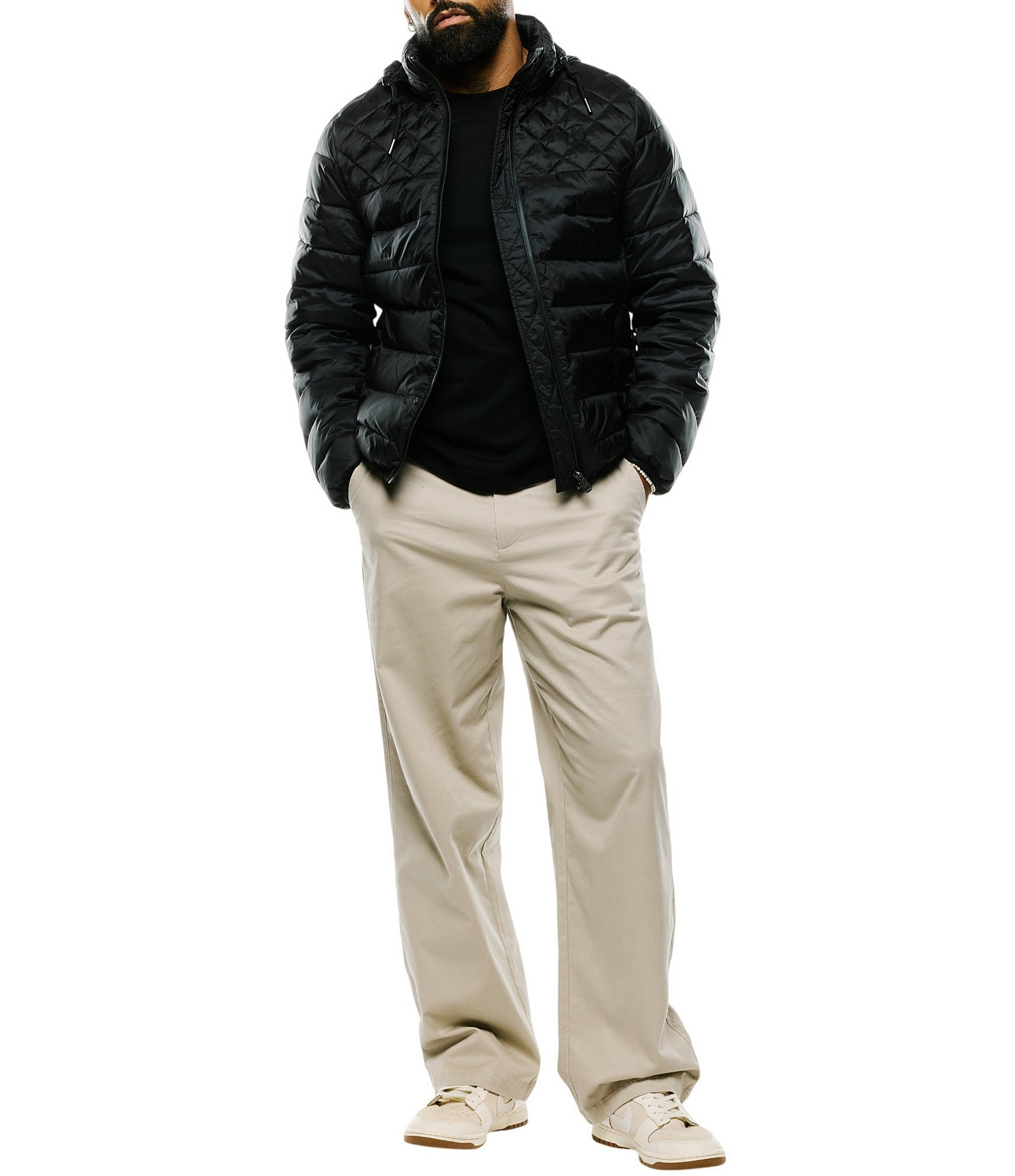 Psycho Bunny Quilted-Detail Hooded Puffer Jacket