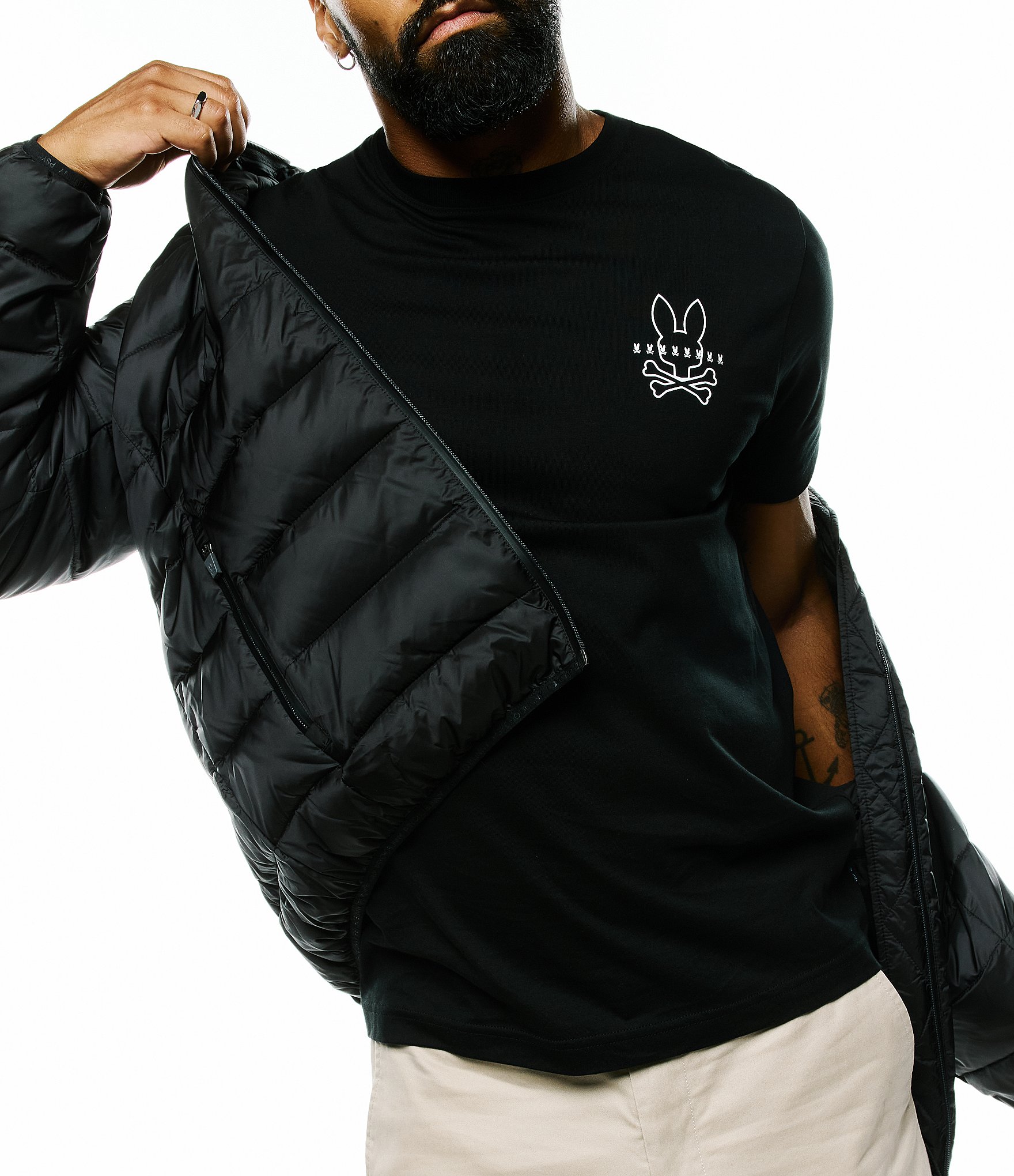 Psycho Bunny Quilted-Detail Hooded Puffer Jacket