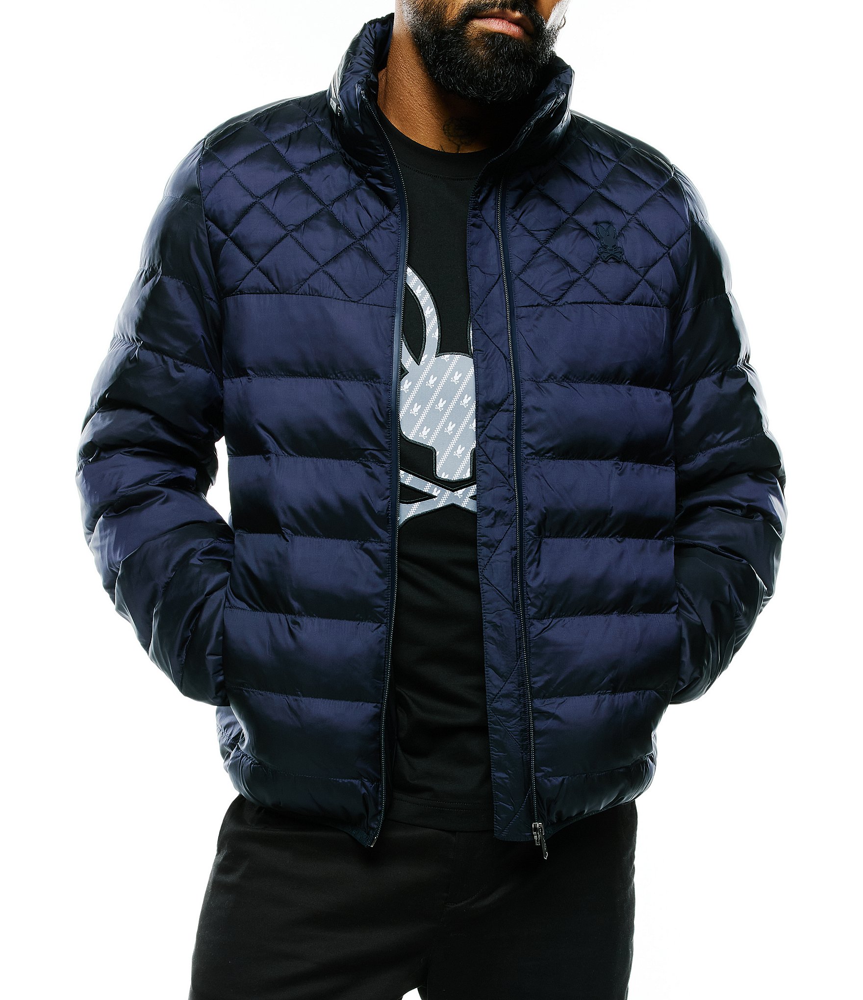 Psycho Bunny Quilted-Detail Hooded Puffer Jacket