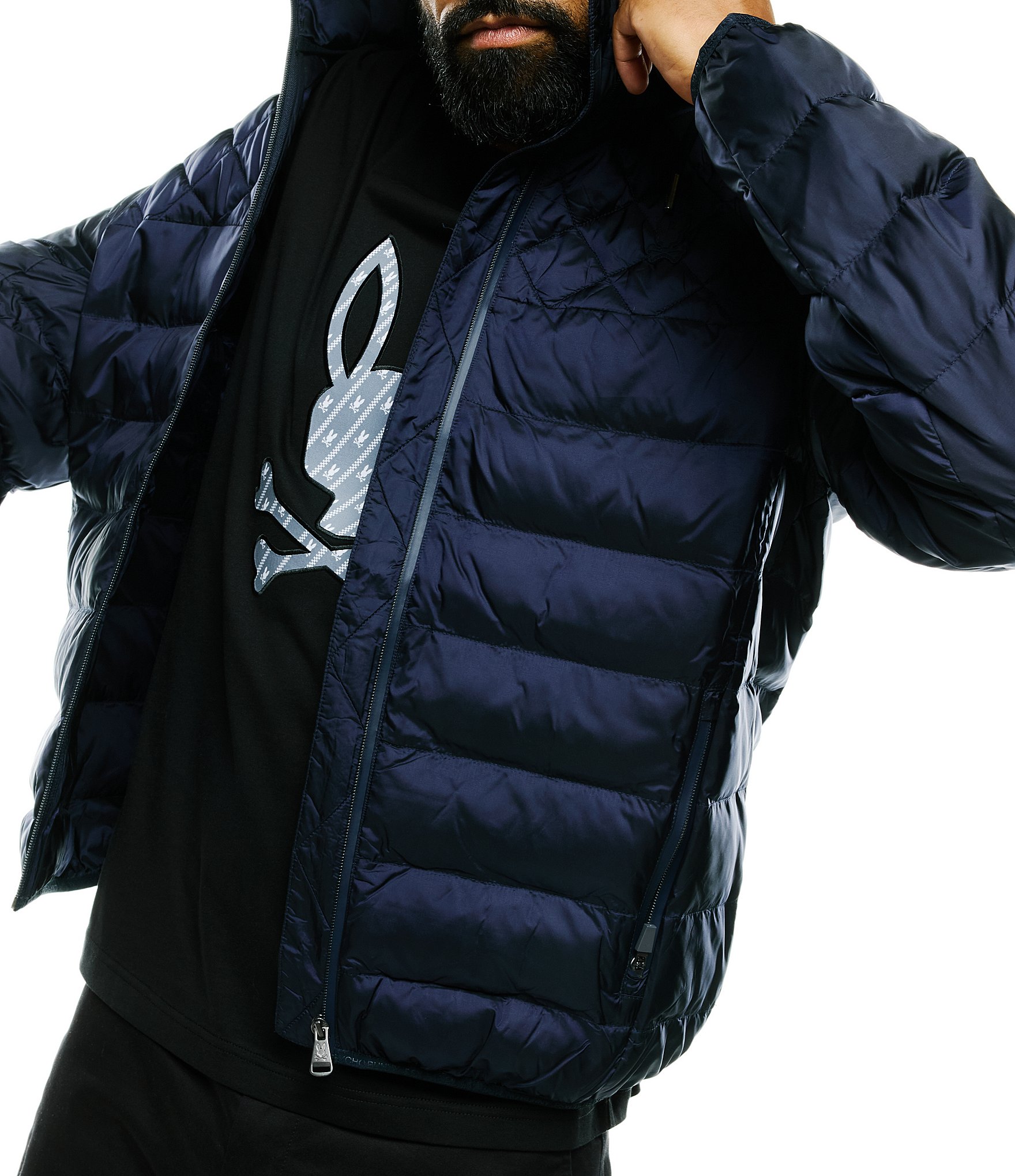 Psycho Bunny Quilted-Detail Hooded Puffer Jacket