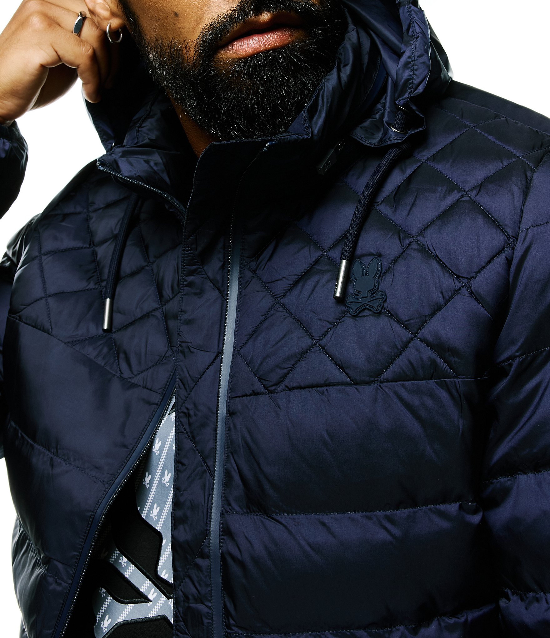 Psycho Bunny Quilted-Detail Hooded Puffer Jacket