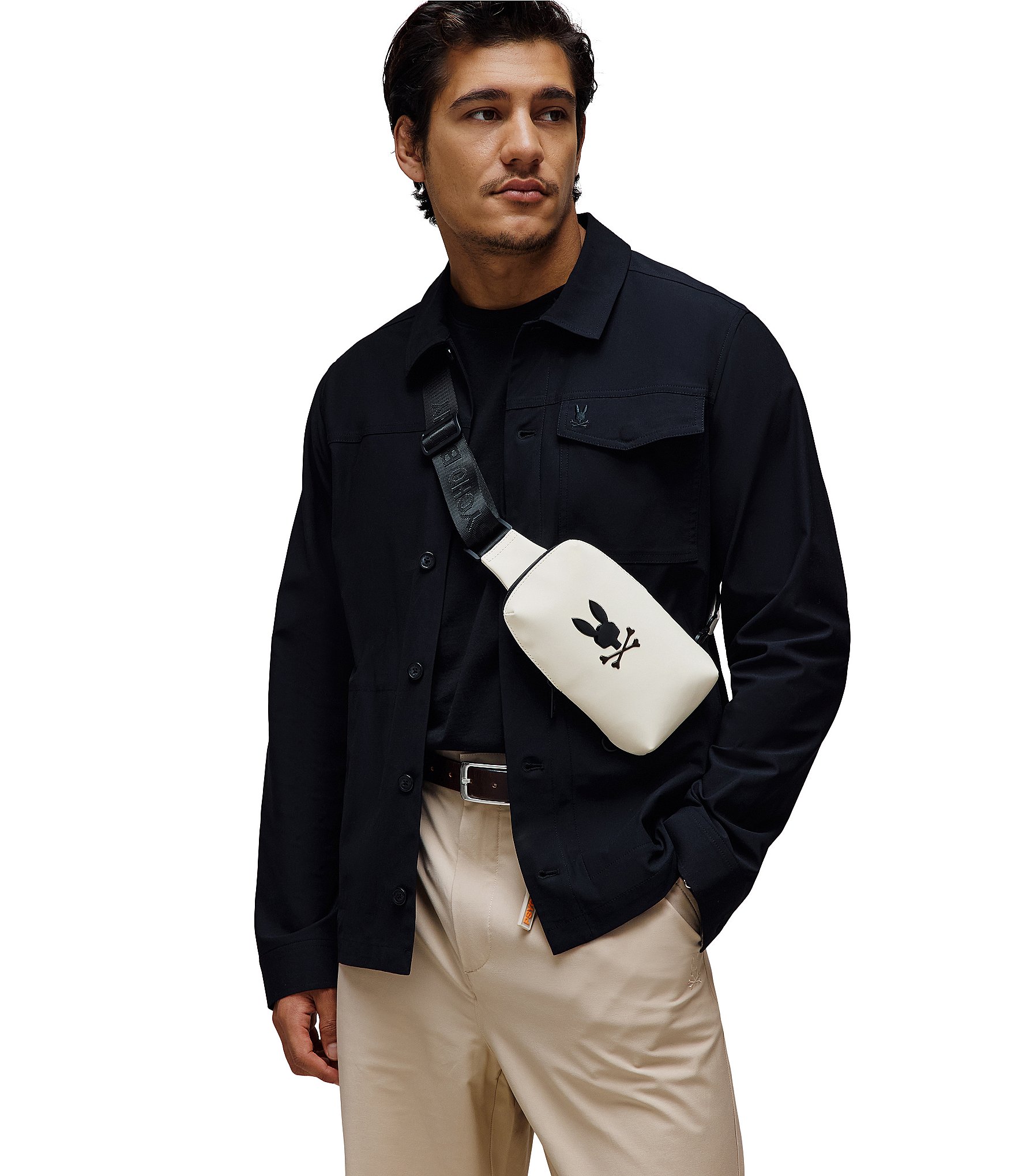 Psycho Bunny Rubberized Embossed Bunny Crossbody Bag