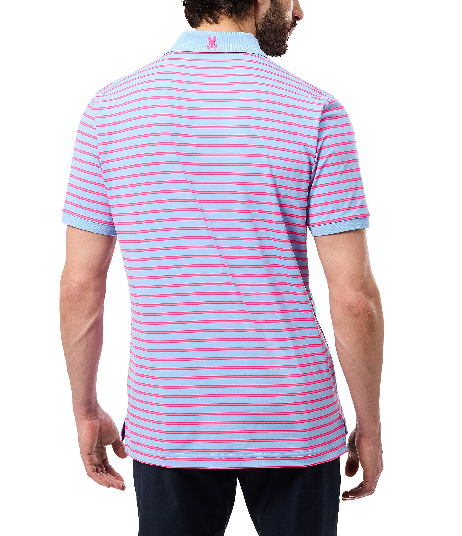 Psycho Bunny Stretch Willis Stripe Jersey Short Sleeve Polo Shirt