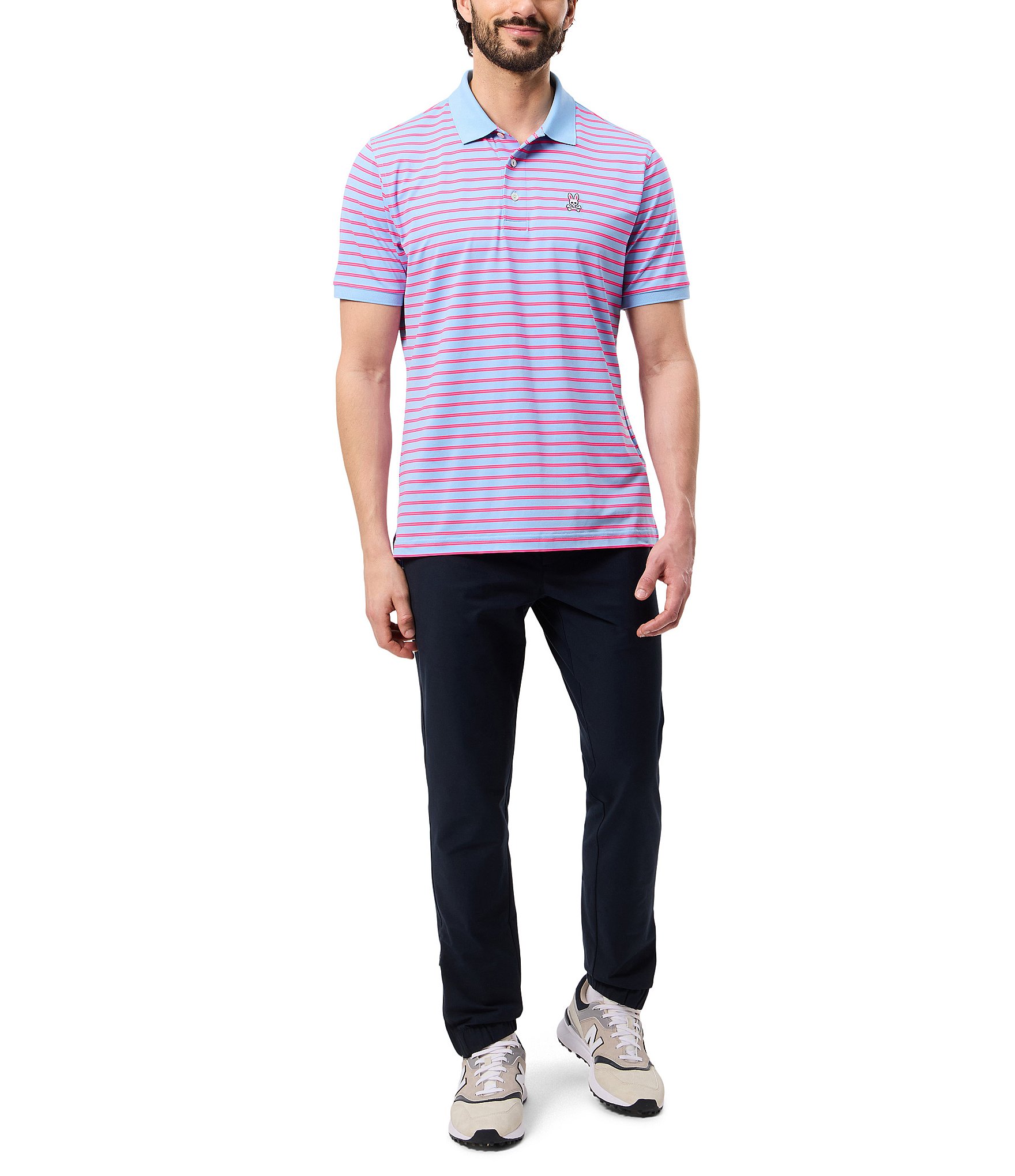 Psycho Bunny Stretch Willis Stripe Jersey Short Sleeve Polo Shirt