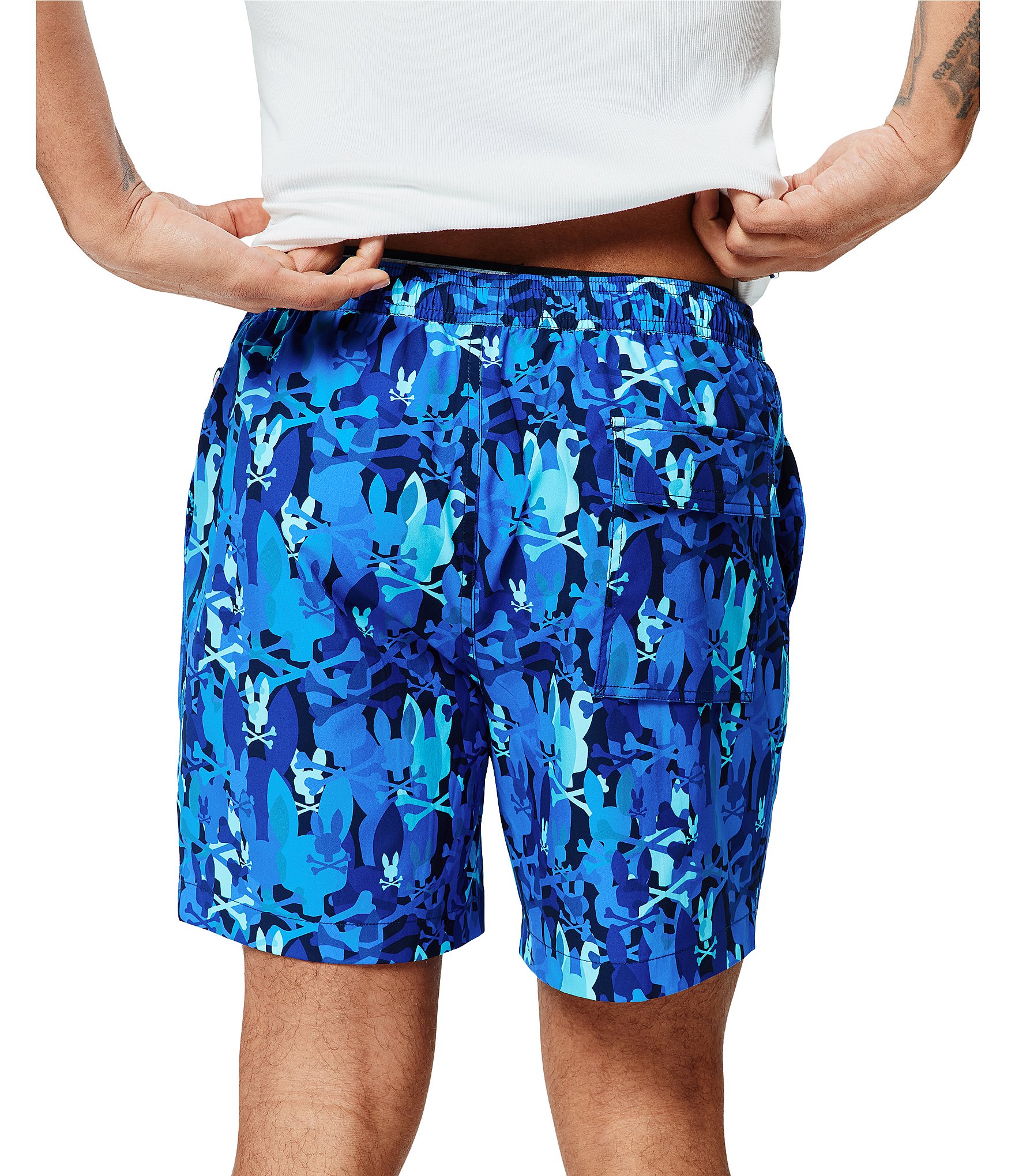 Psycho Bunny Tanner Allover Bunny Printed 5.75#double; Inseam Swim Trunks