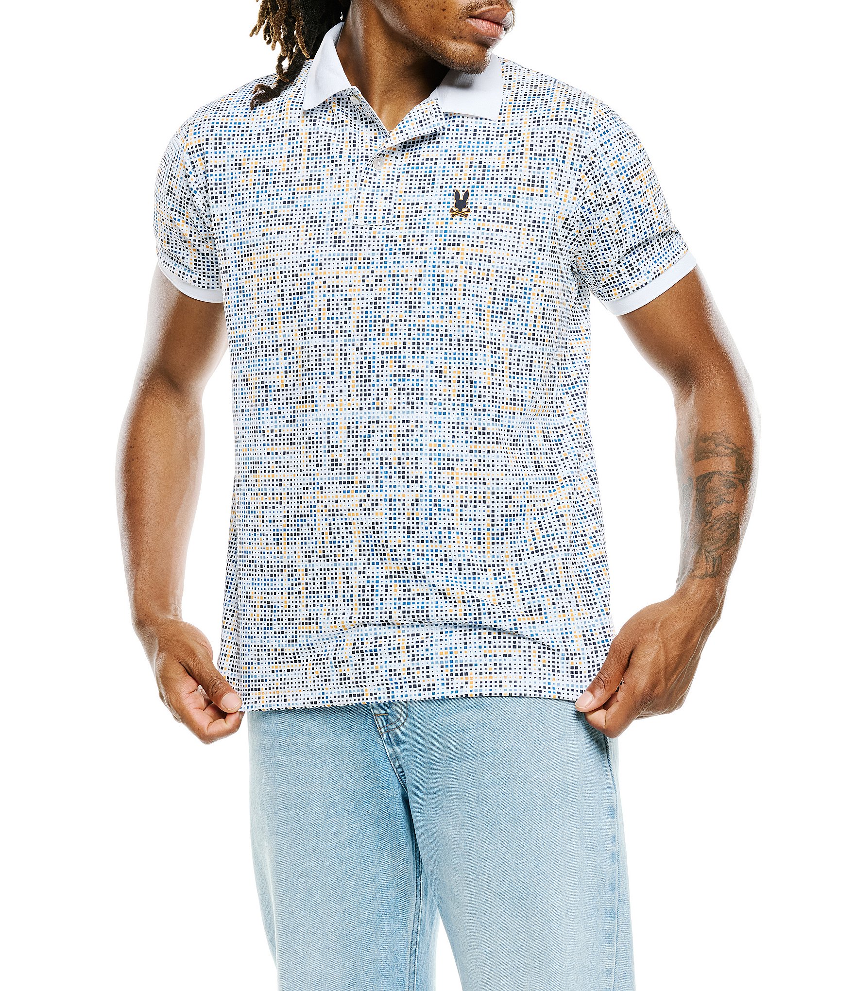 Psycho Bunny Wes Micro Print Short Sleeve Polo Shirt