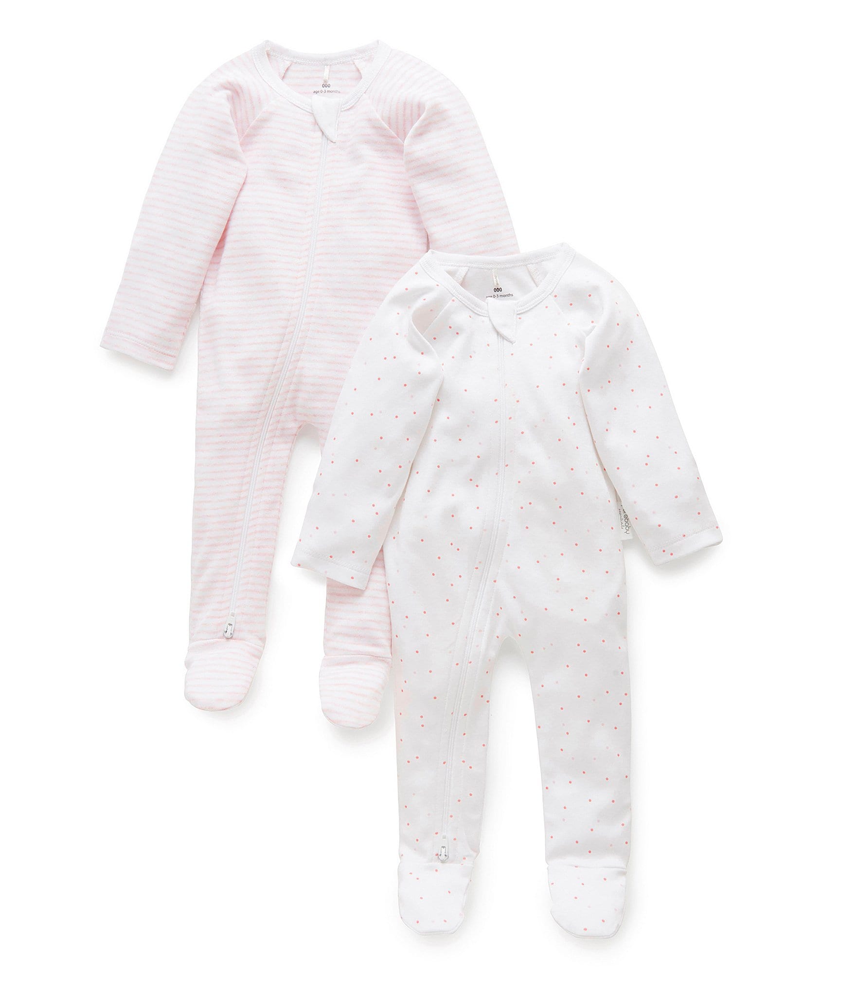 Purebaby® Baby Girls Newborn-12 Months Zip Printed Footie Coverall 2-Pack