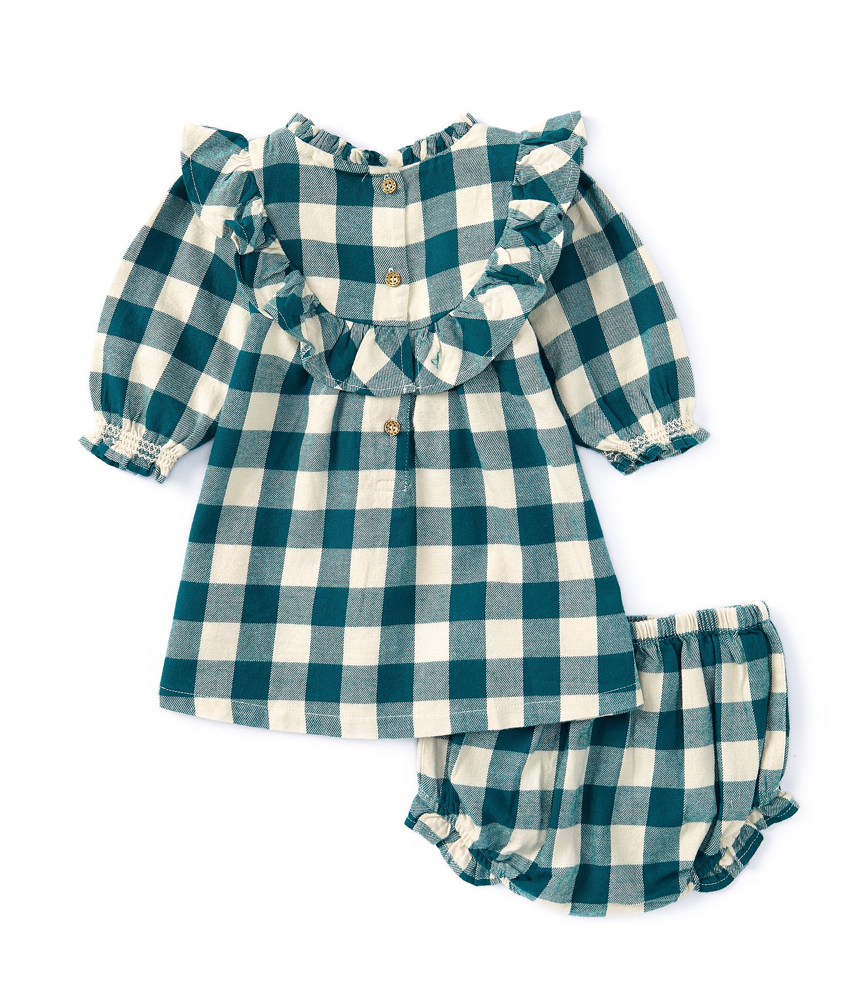 Purebaby Baby Girls Newborn-24 Months Long Sleeve Checked Flannel Dress