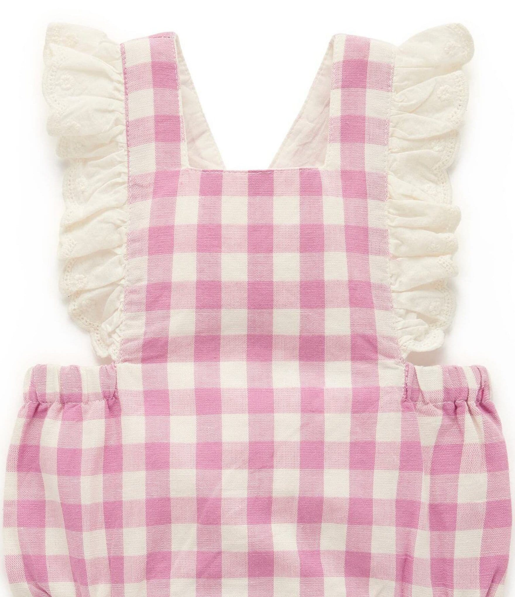 PureBaby® Baby Girls Newborn-24 Months Sleeveless Gingham Organic Linen Blend Bodysuit