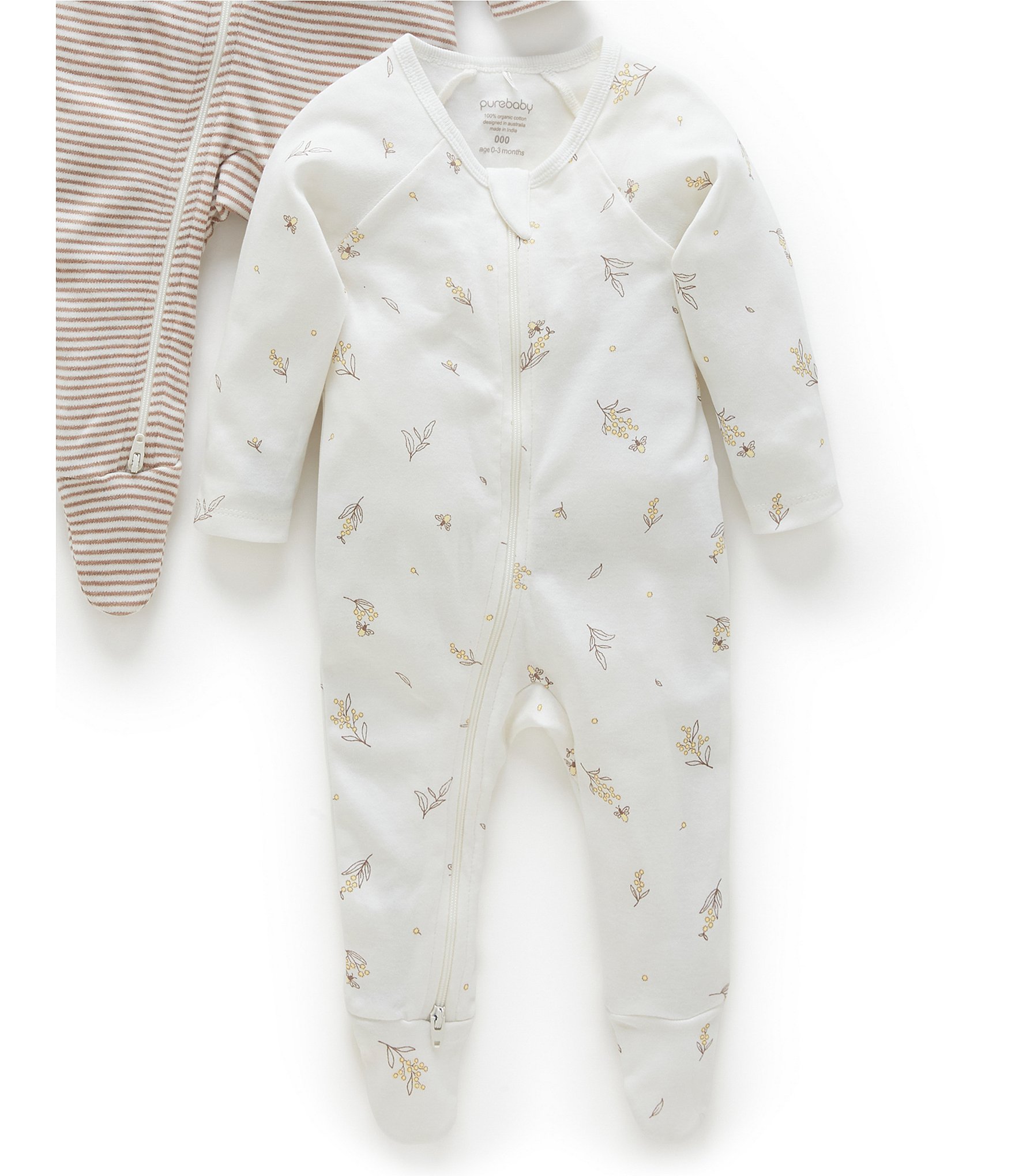 Purebaby Baby Newborn-12 Months Printed Footie Coverall 2-Pack