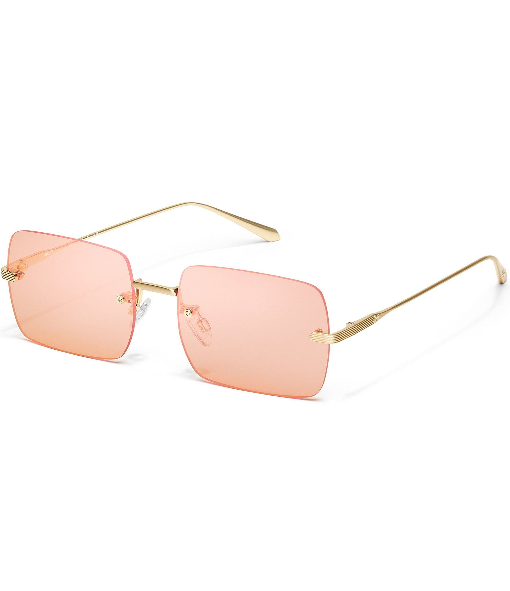 Quay Australia Unisex Gold TTYL Rimless 43mm Square Sunglasses