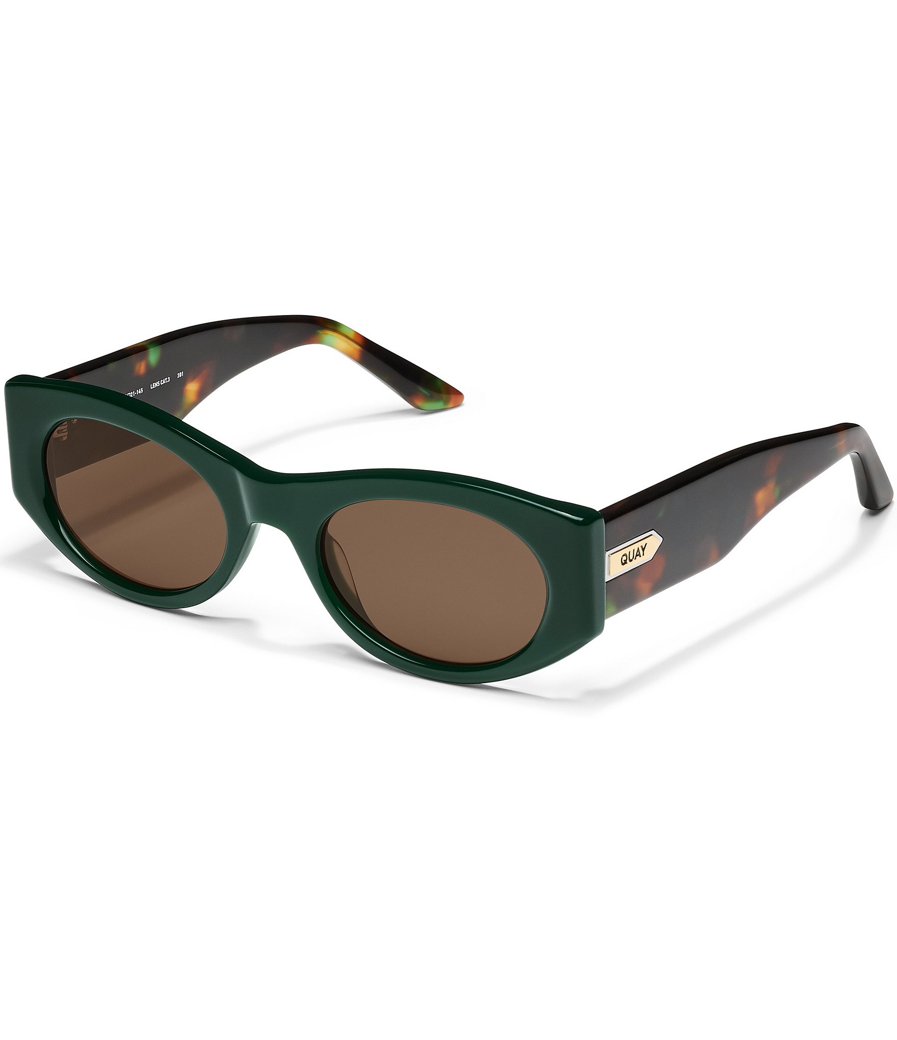 Quay Australia Women s So What 37mm Oval Sunglasses Deep Green Brown