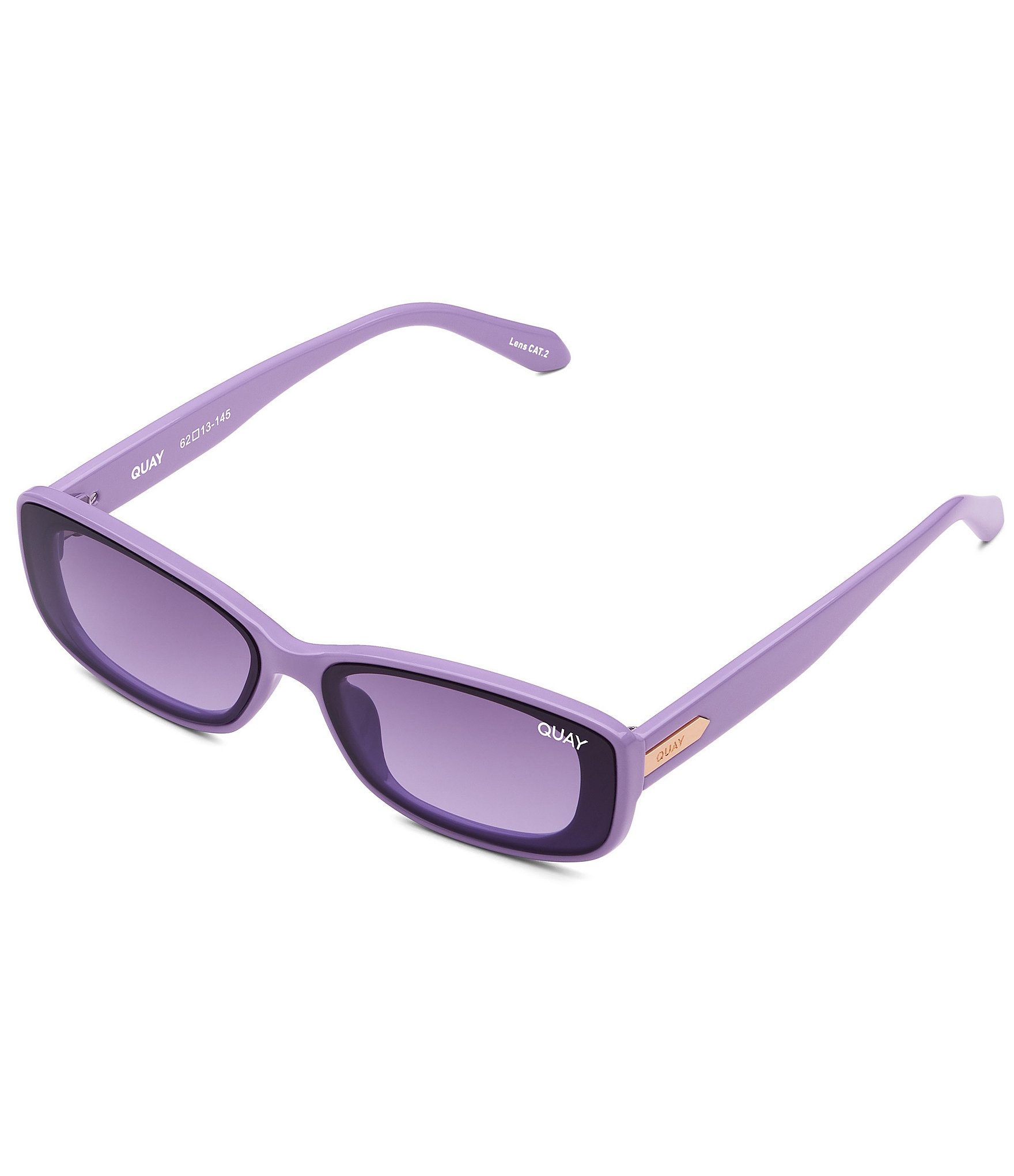 Quay Australia Women's Vibe Check 35mm Rectangle Polarized Sunglasses ...