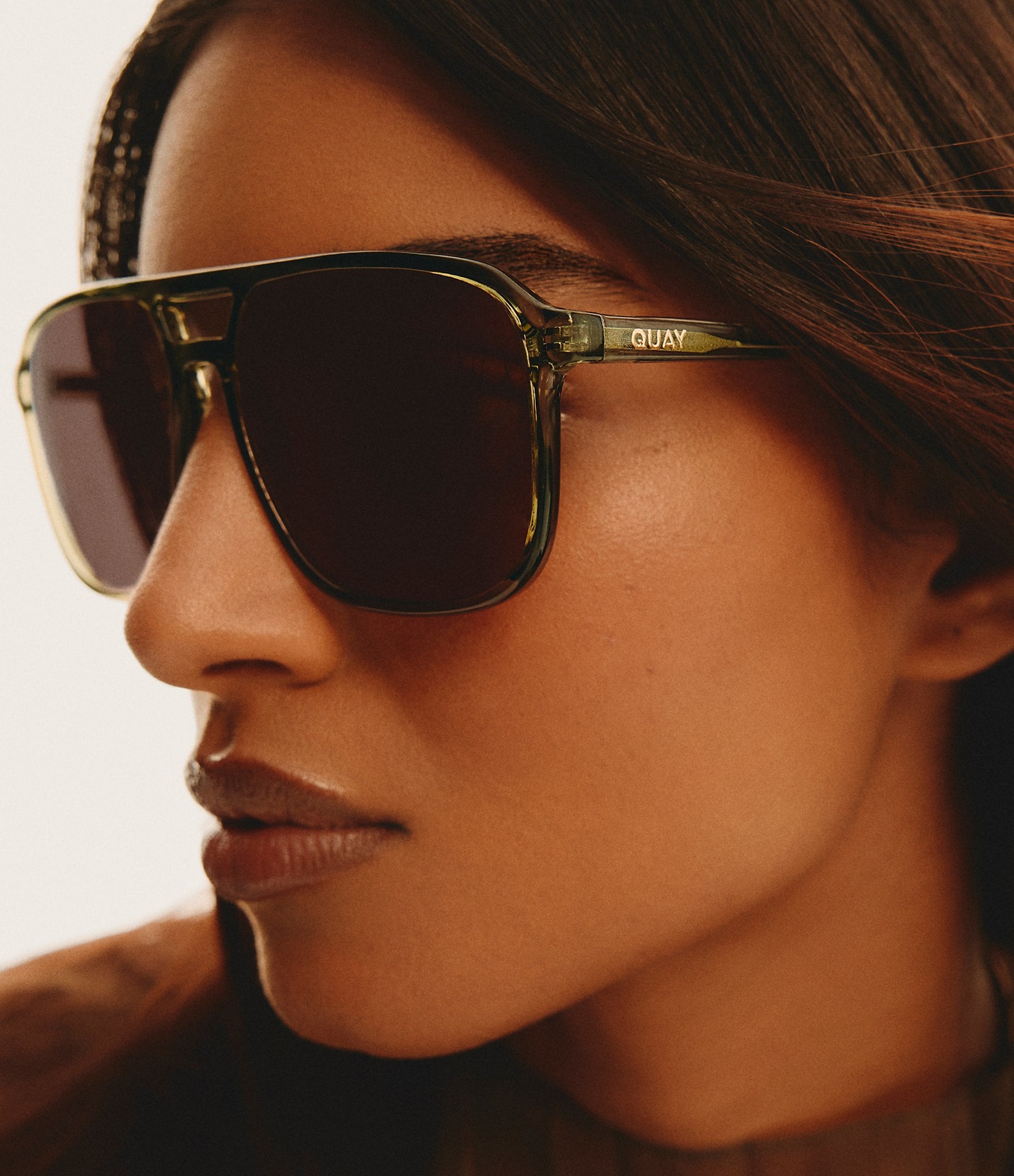 QUAY Unisex On The Fly Large 57mm Aviator Sunglasses