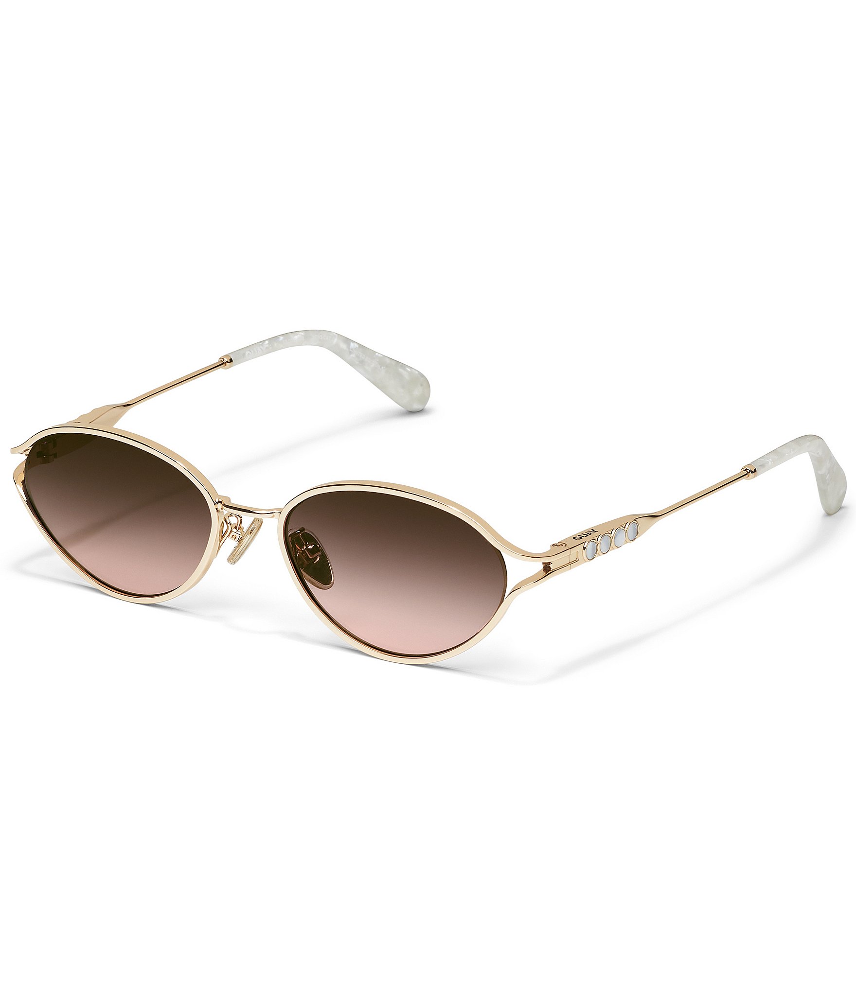 QUAY Round Metal Sunglasses in Rose Gold with Mirrored Lenses Rose Gold Retro-Vintage Metal Round Mirrored Sunglasses with  main image 2