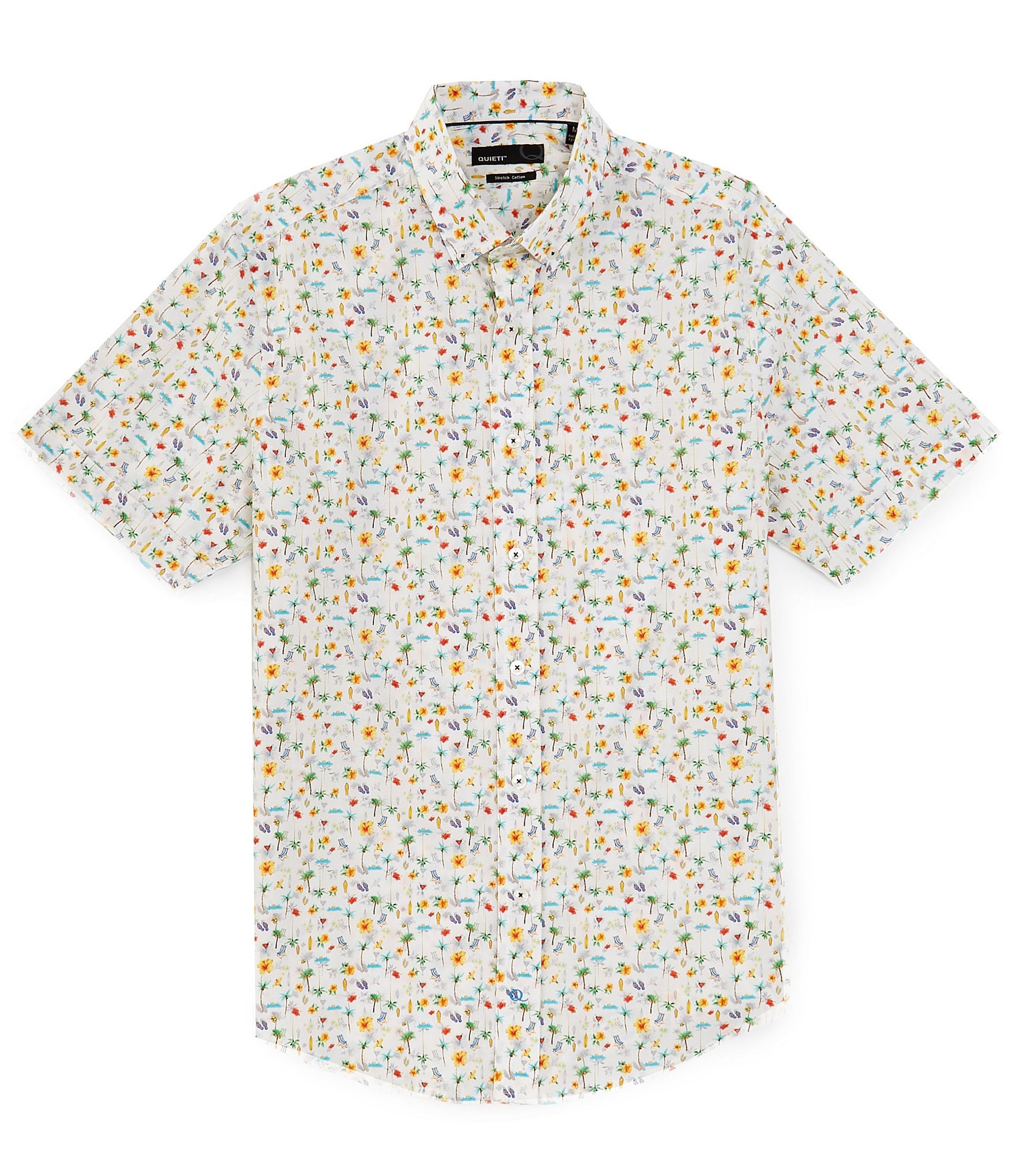 Quieti Mini Tropical Print Short Sleeve Woven Shirt | Dillard's