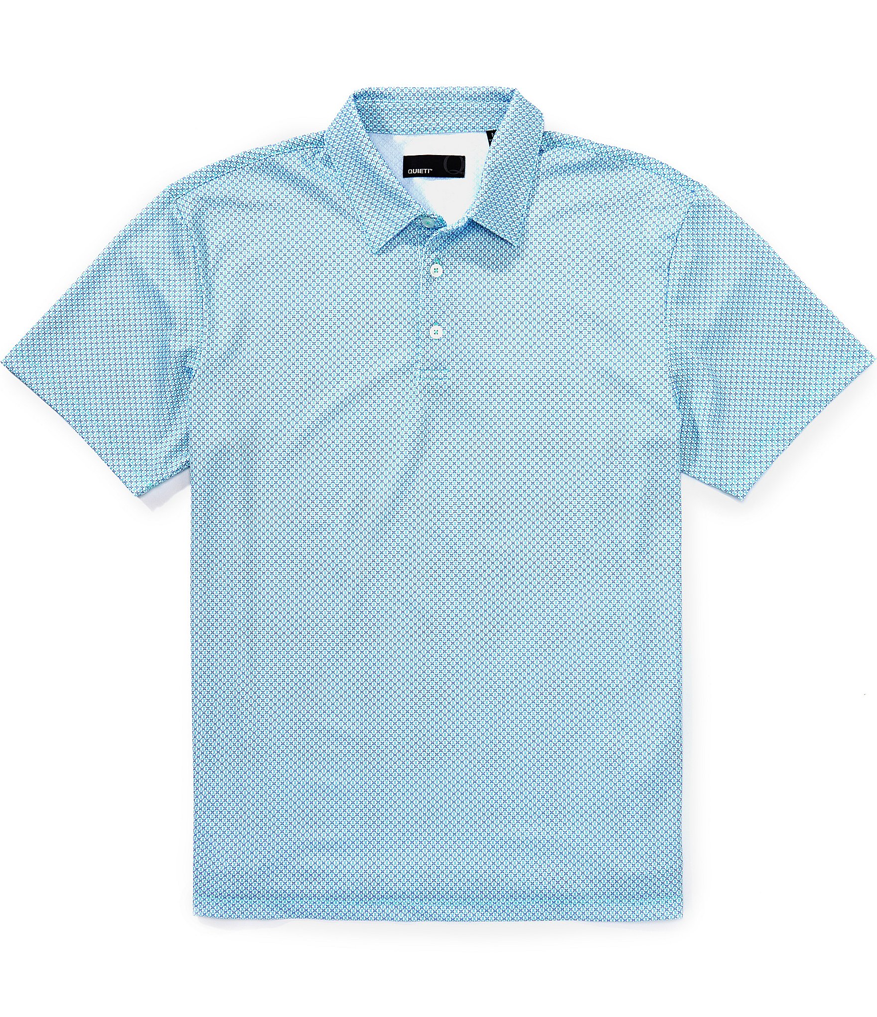 Quieti Performance Stretch Geo Print Short Sleeve Polo Shirt