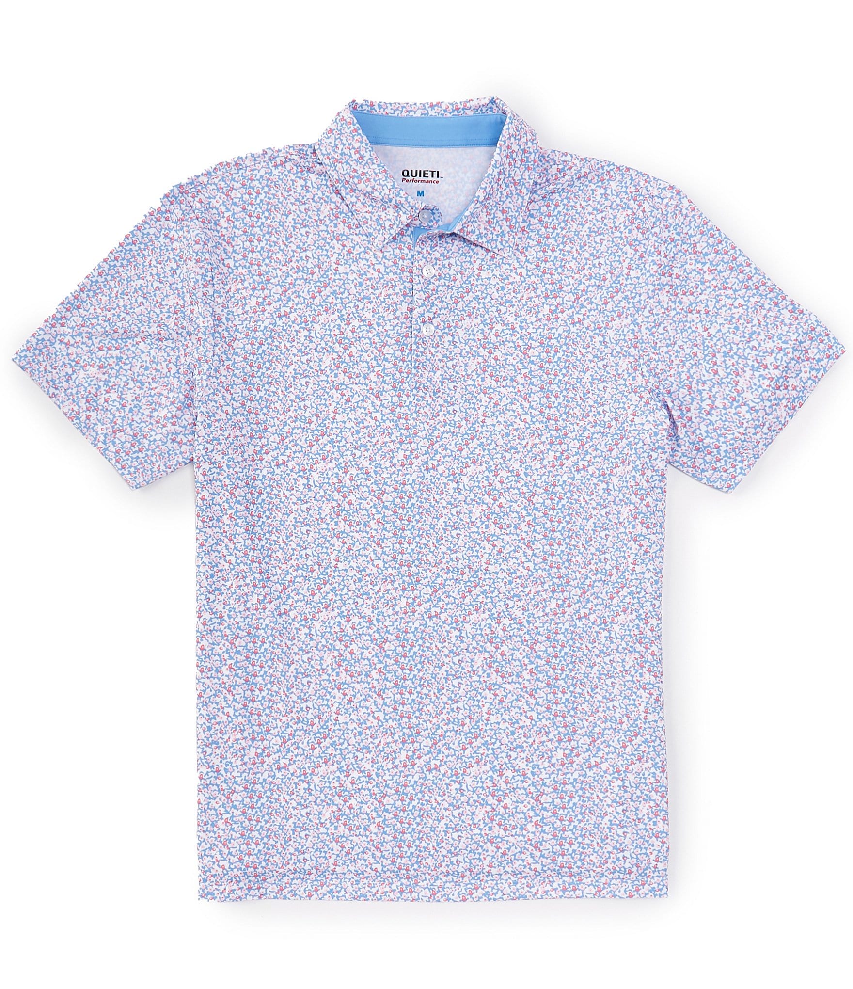 Quieti Small Floral Print Short Sleeve Polo Shirt