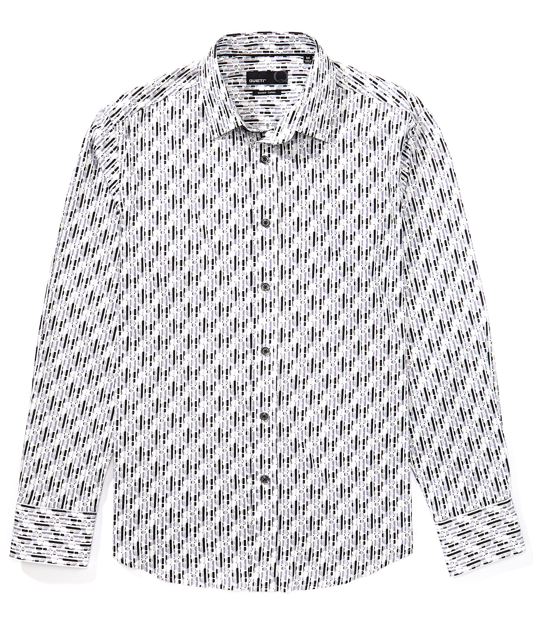Quieti Stripe & Dot Print Long Sleeve Woven Shirt