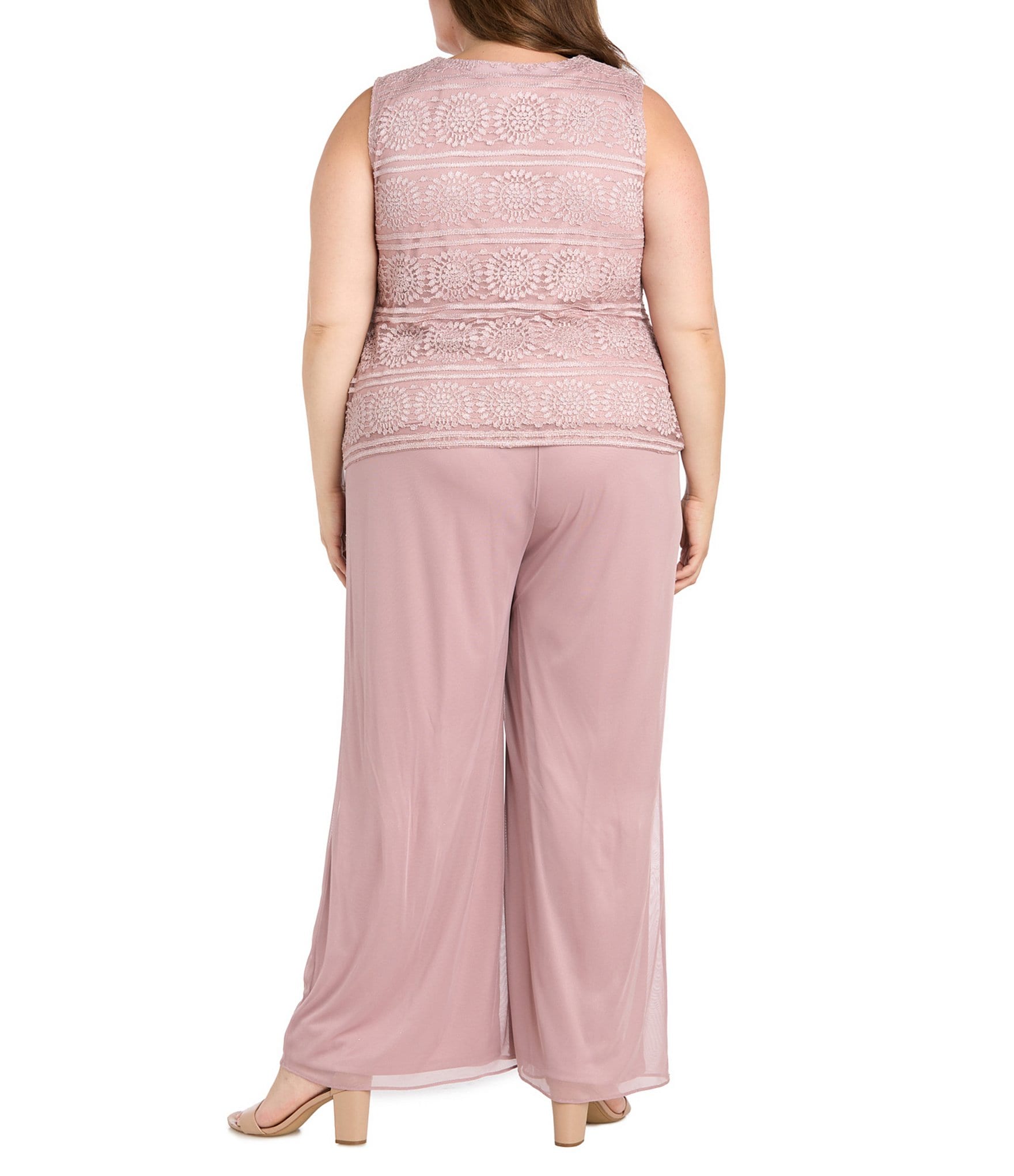 R & M Richards 3 Piece Beaded Duster Pant Set